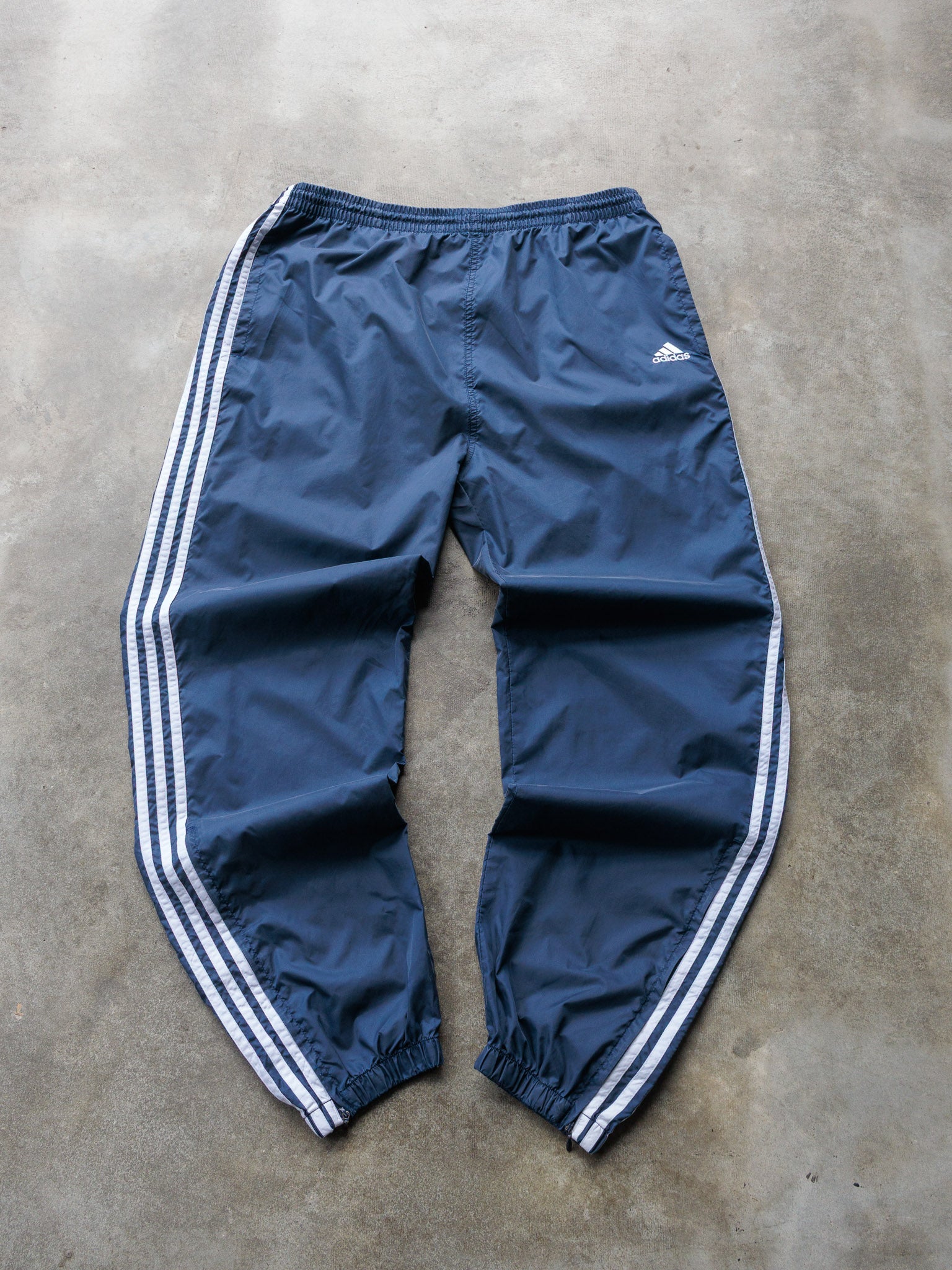 Vintage 90s Navy Adidas 3 Stripe Track Pants (XL)