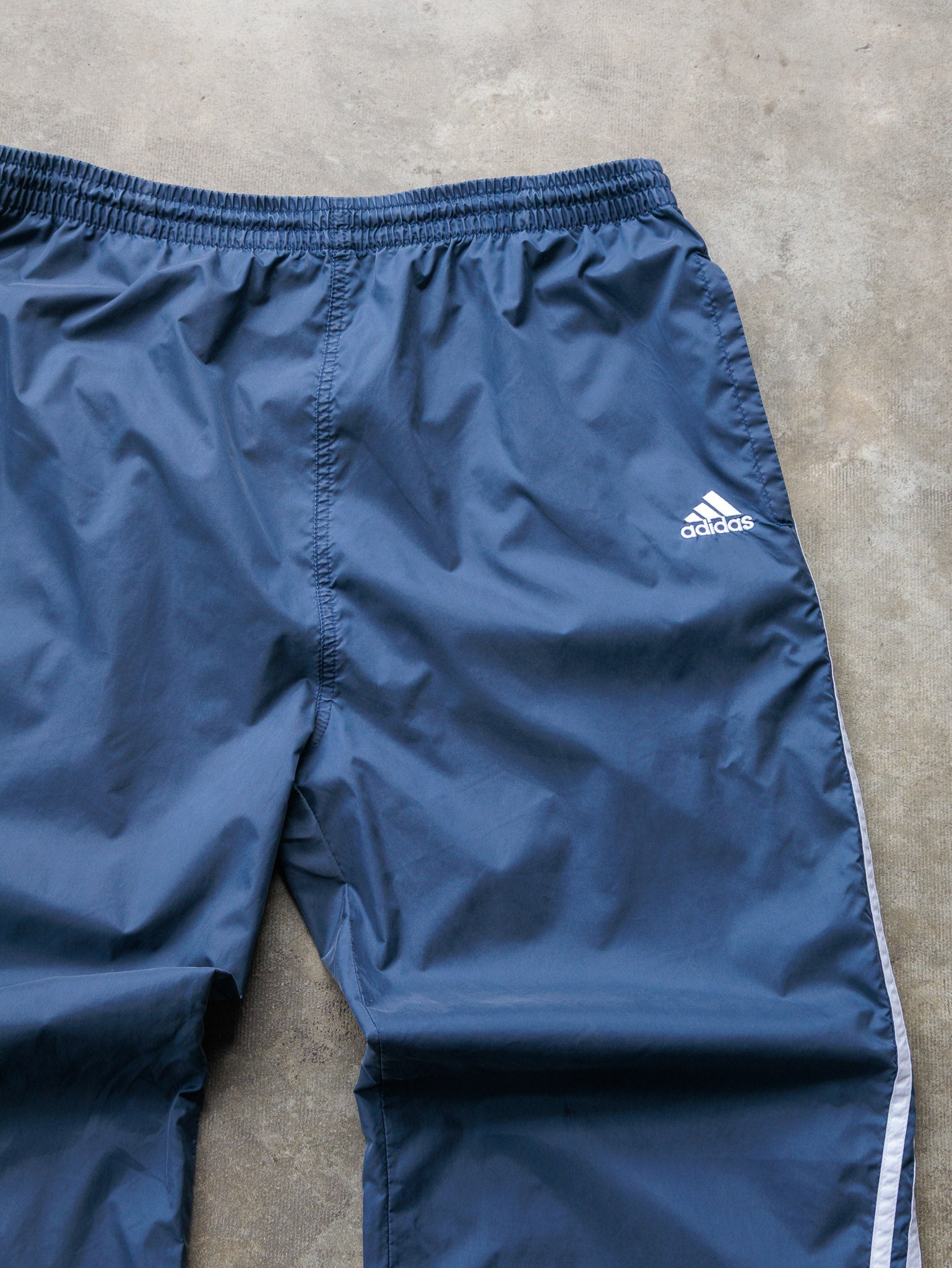 Vintage 90s Navy Adidas 3 Stripe Track Pants (XL)