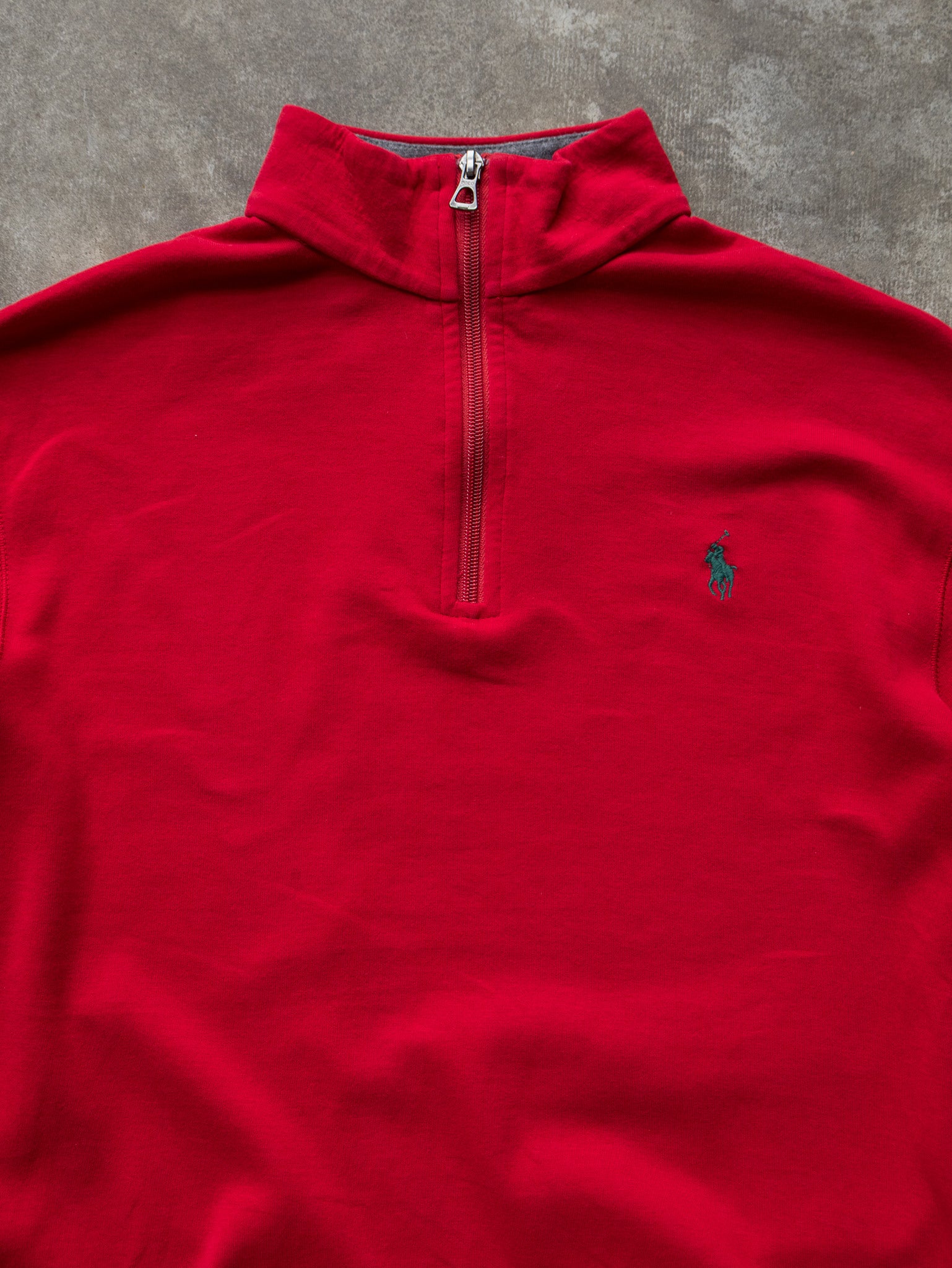 Vintage Red Polo Ralph Lauren Quarter Zip Sweatshirt (S)