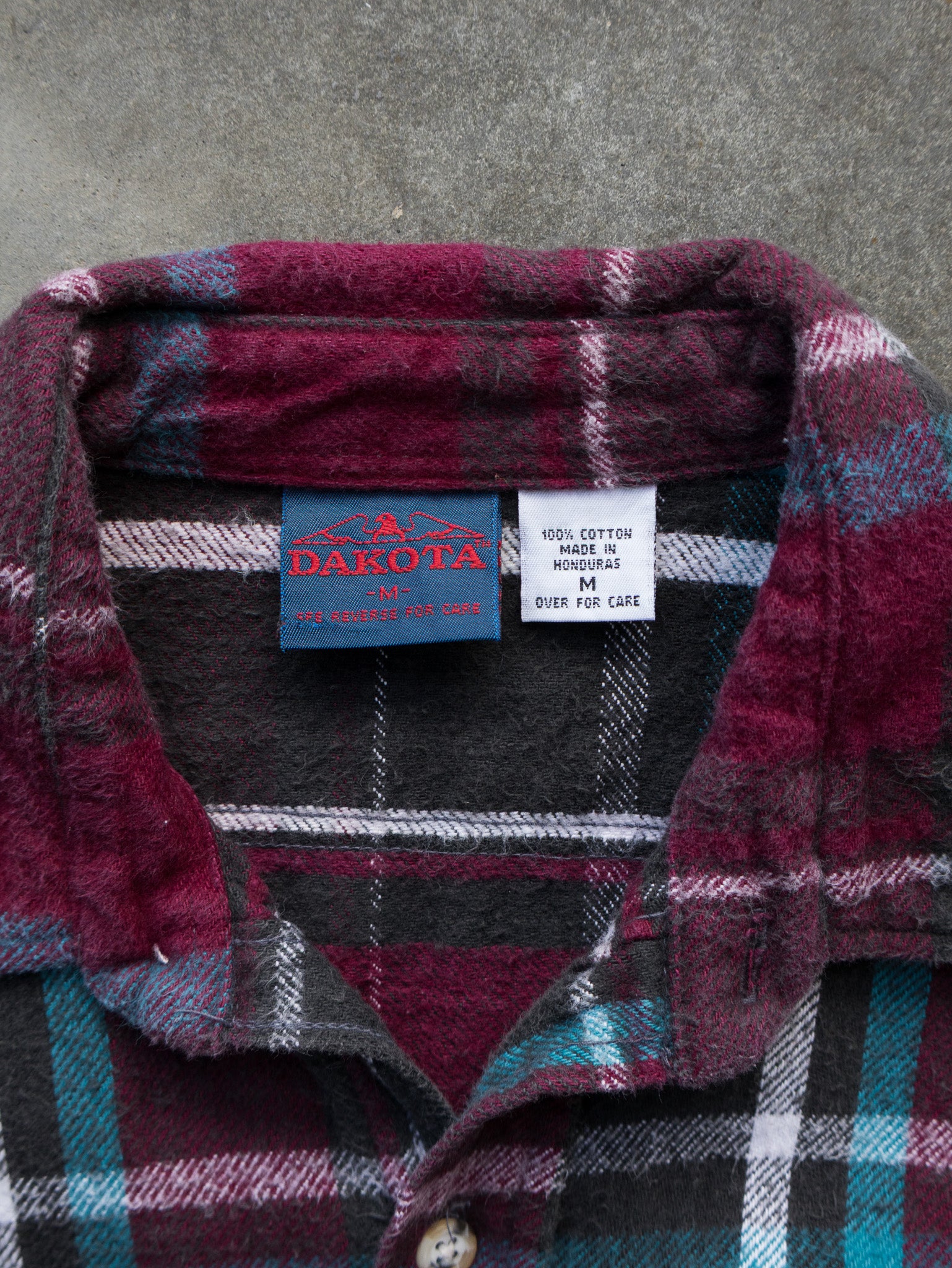 Vintage Dakota Burgundy Plaid Flannel Shirt (M)