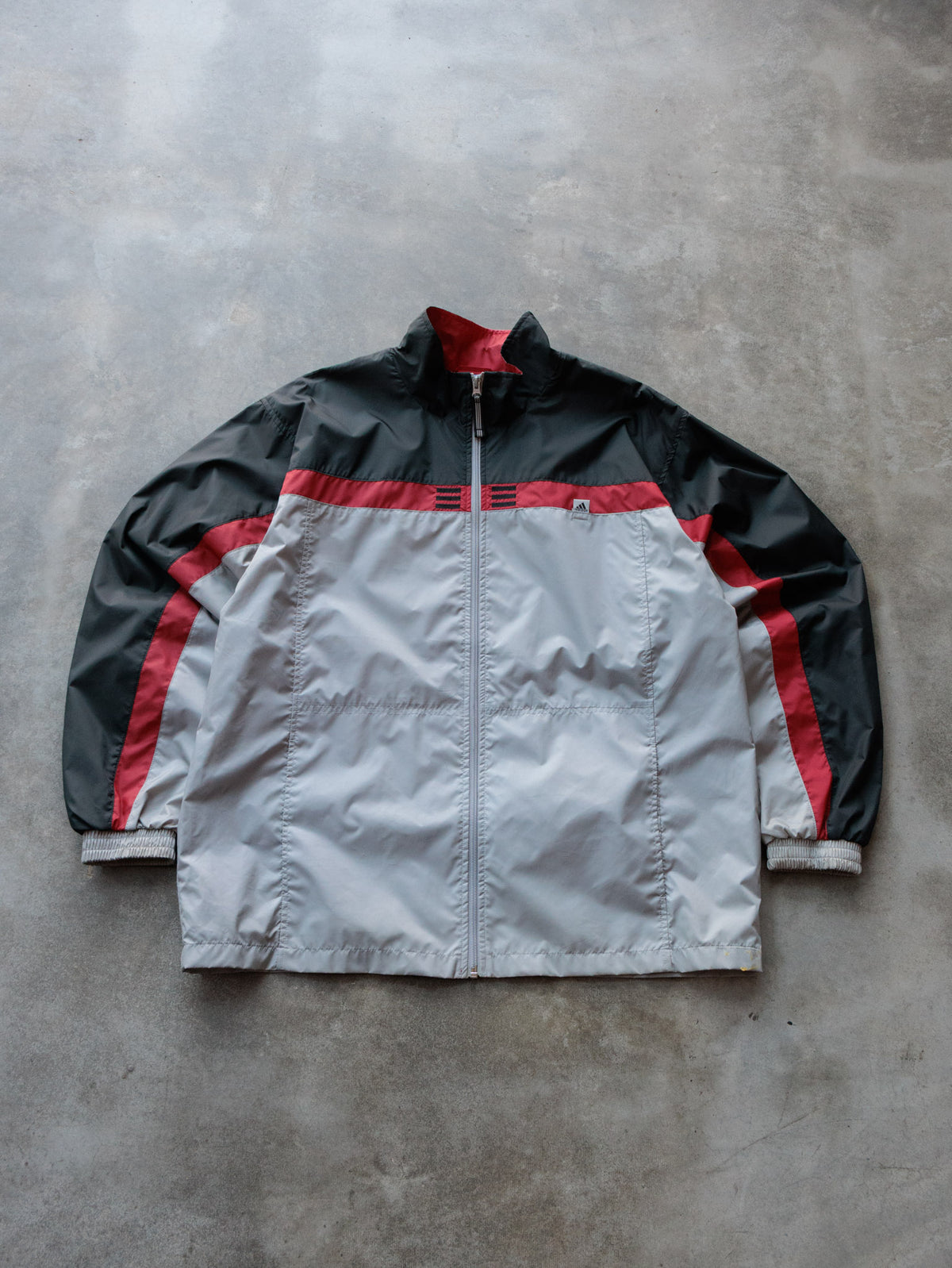 Vintage 90s Grey Colourblock Adidas Windbreaker (L)