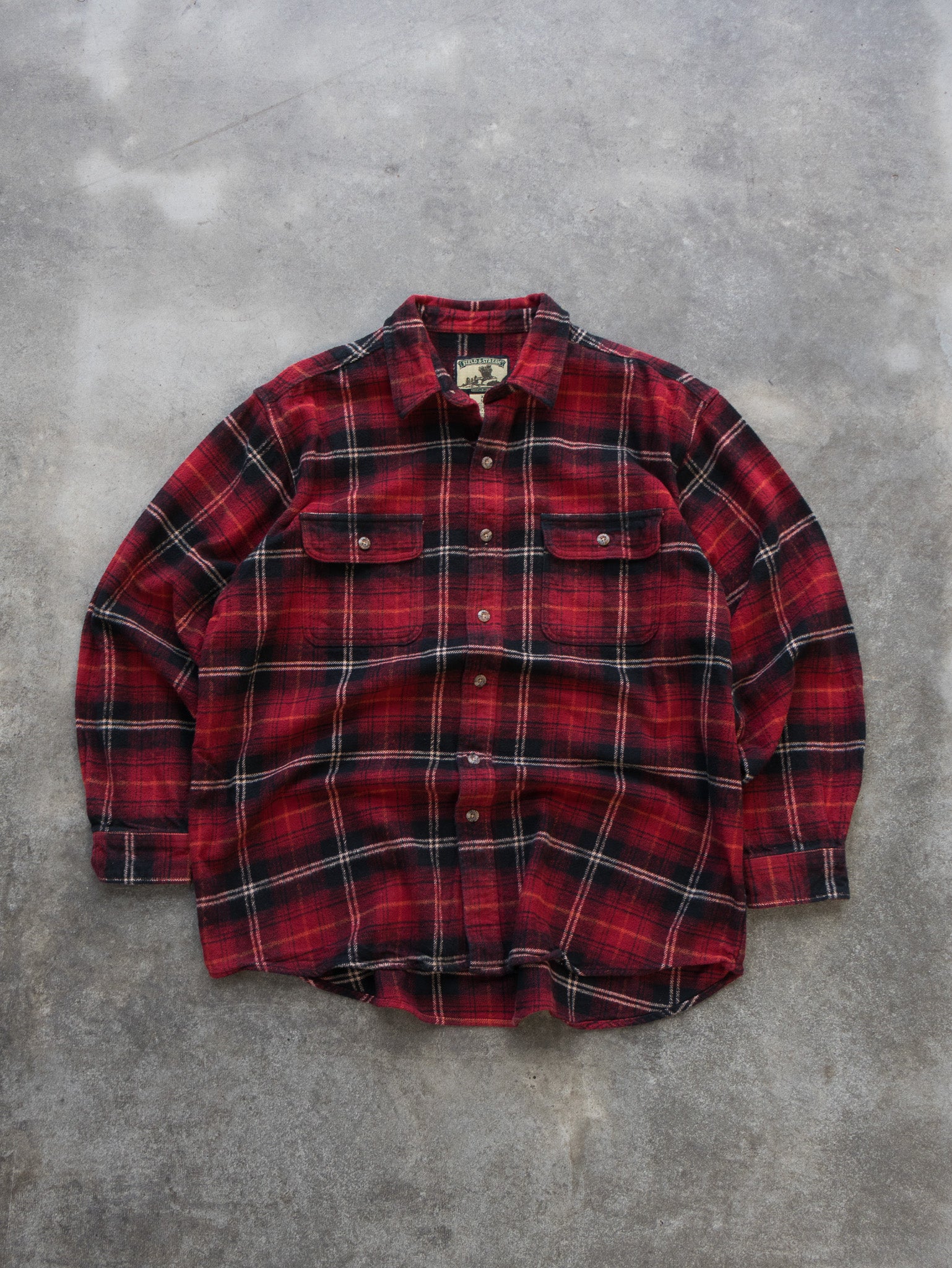 Vintage Red & Black Plaid Flannel Shirt (XL)