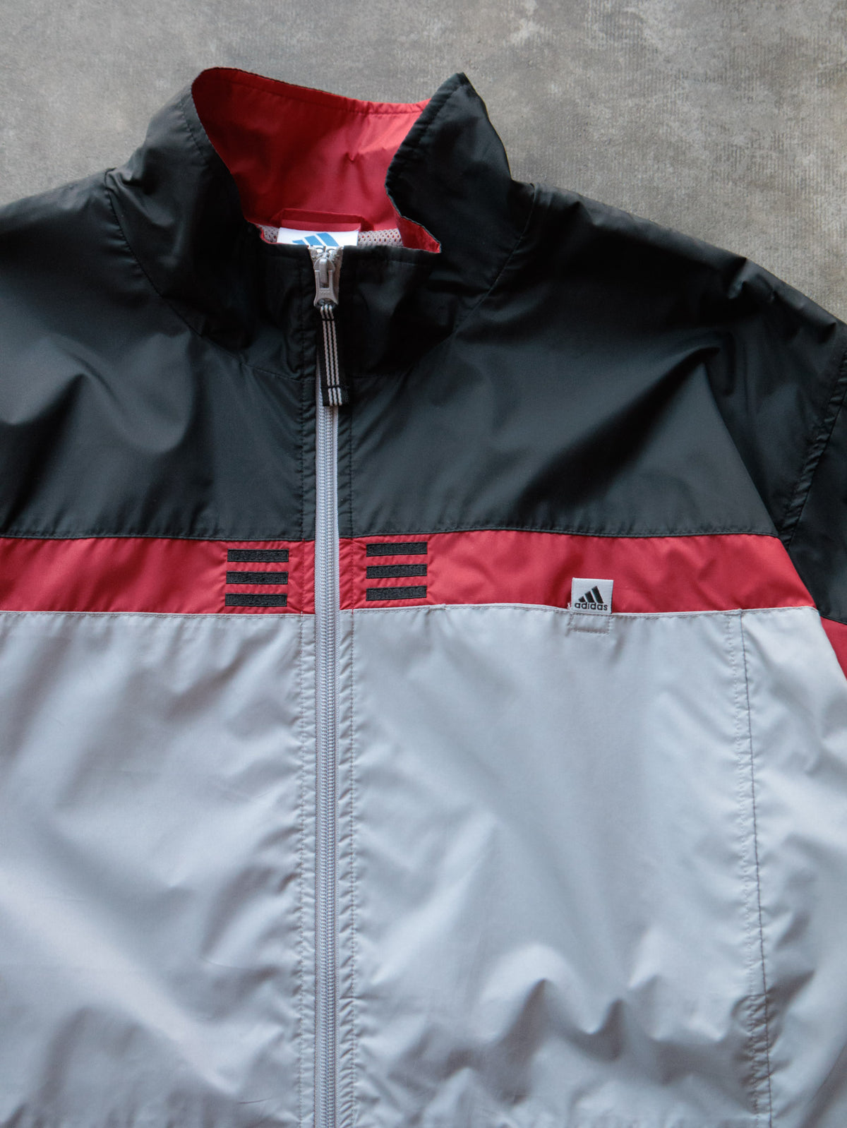 Vintage 90s Grey Colourblock Adidas Windbreaker (L)