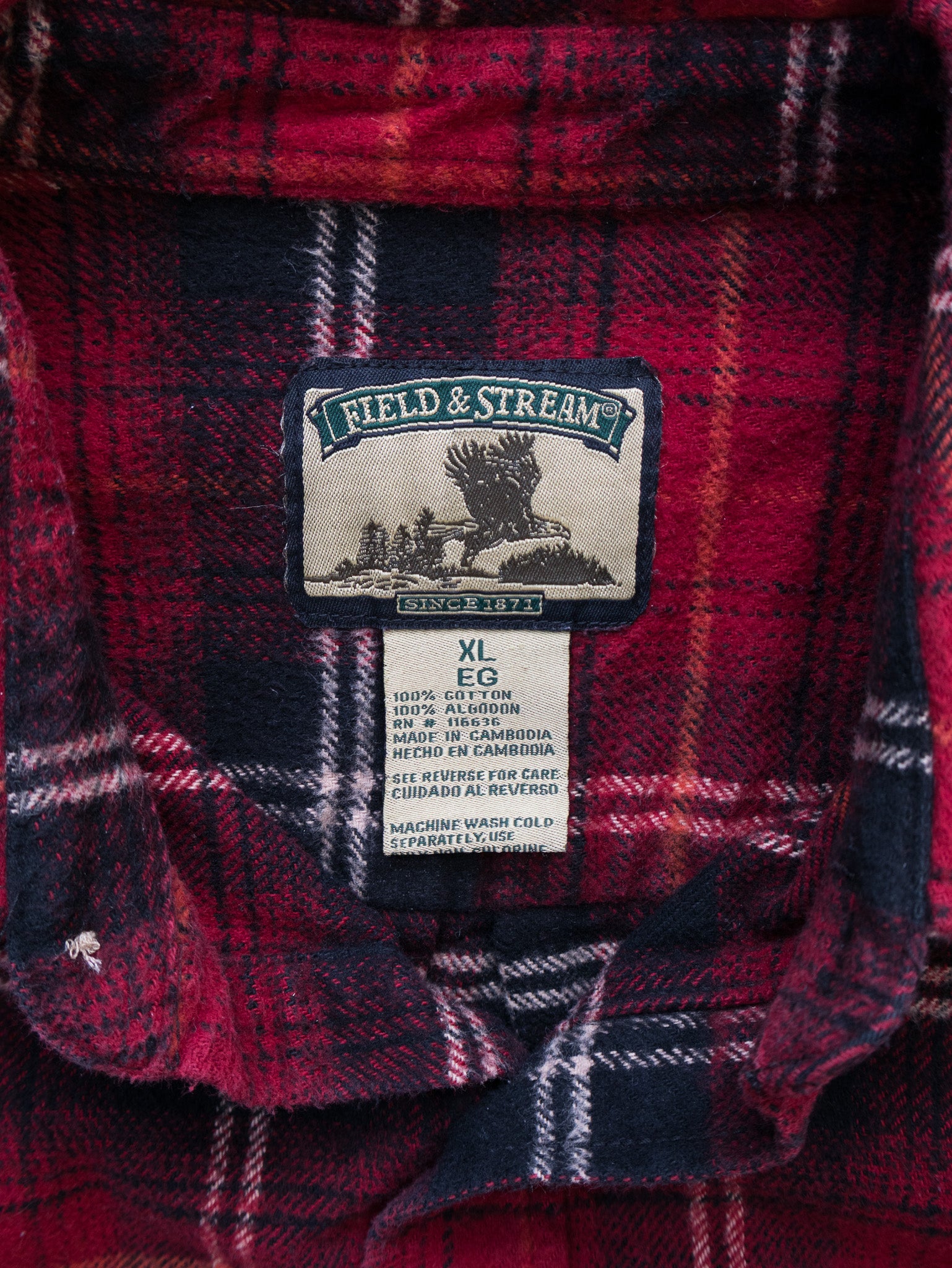 Vintage Red & Black Plaid Flannel Shirt (XL)