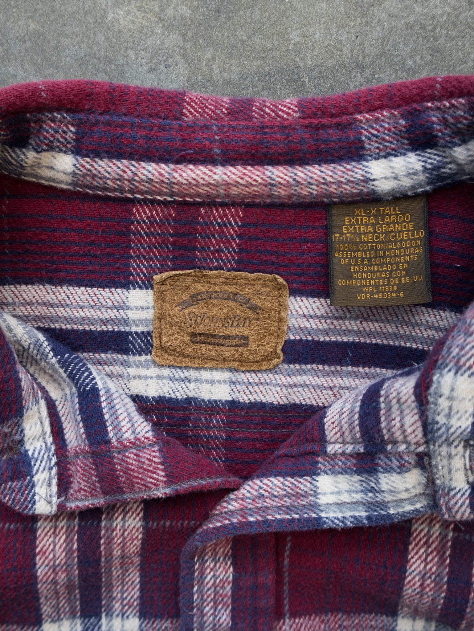 Vintage Red & Navy Plaid Flannel Shirt (XL)