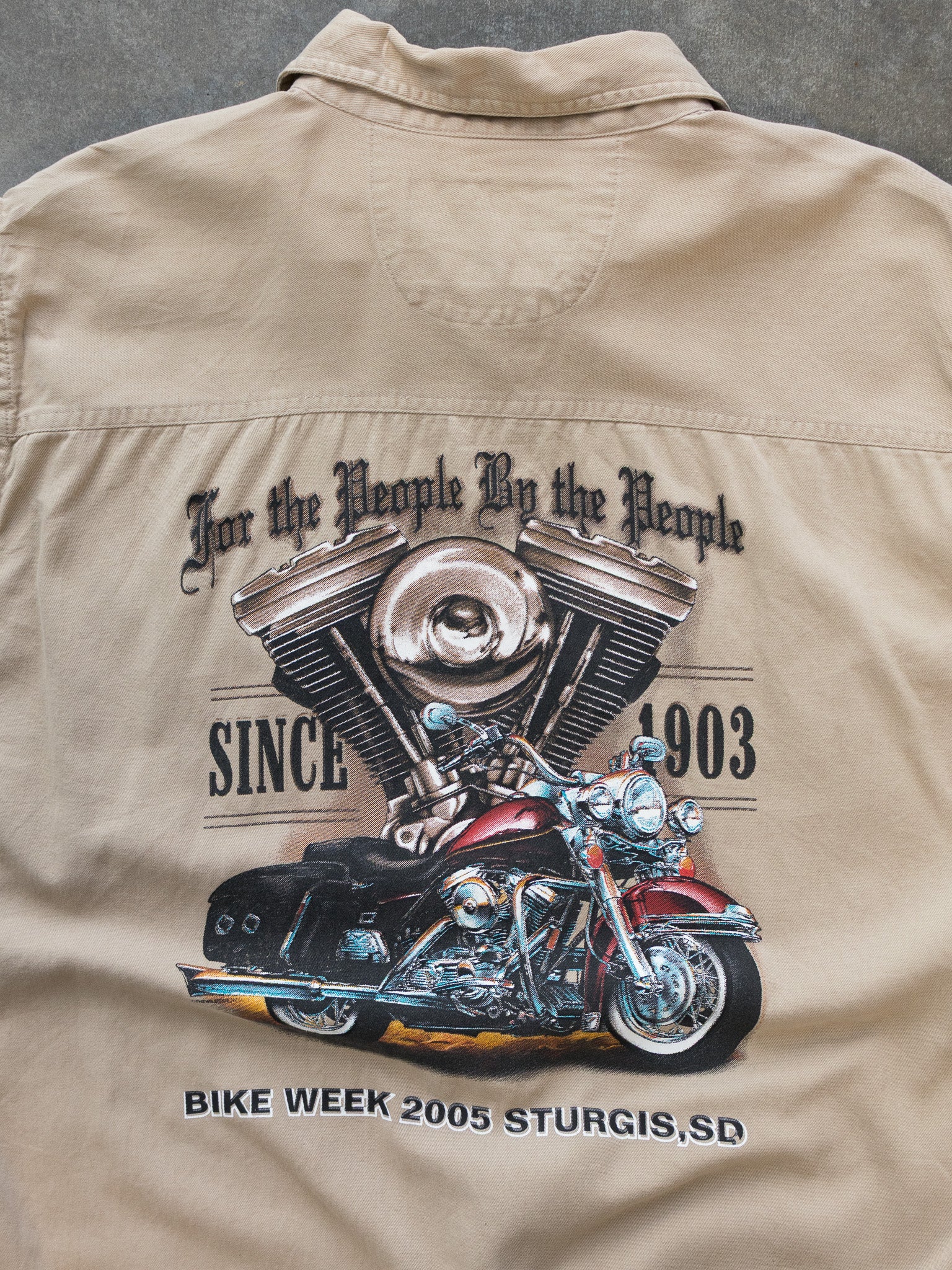 Vintage 2005 V-Twin Bike Week Beige Cut-Off Shirt (XL)