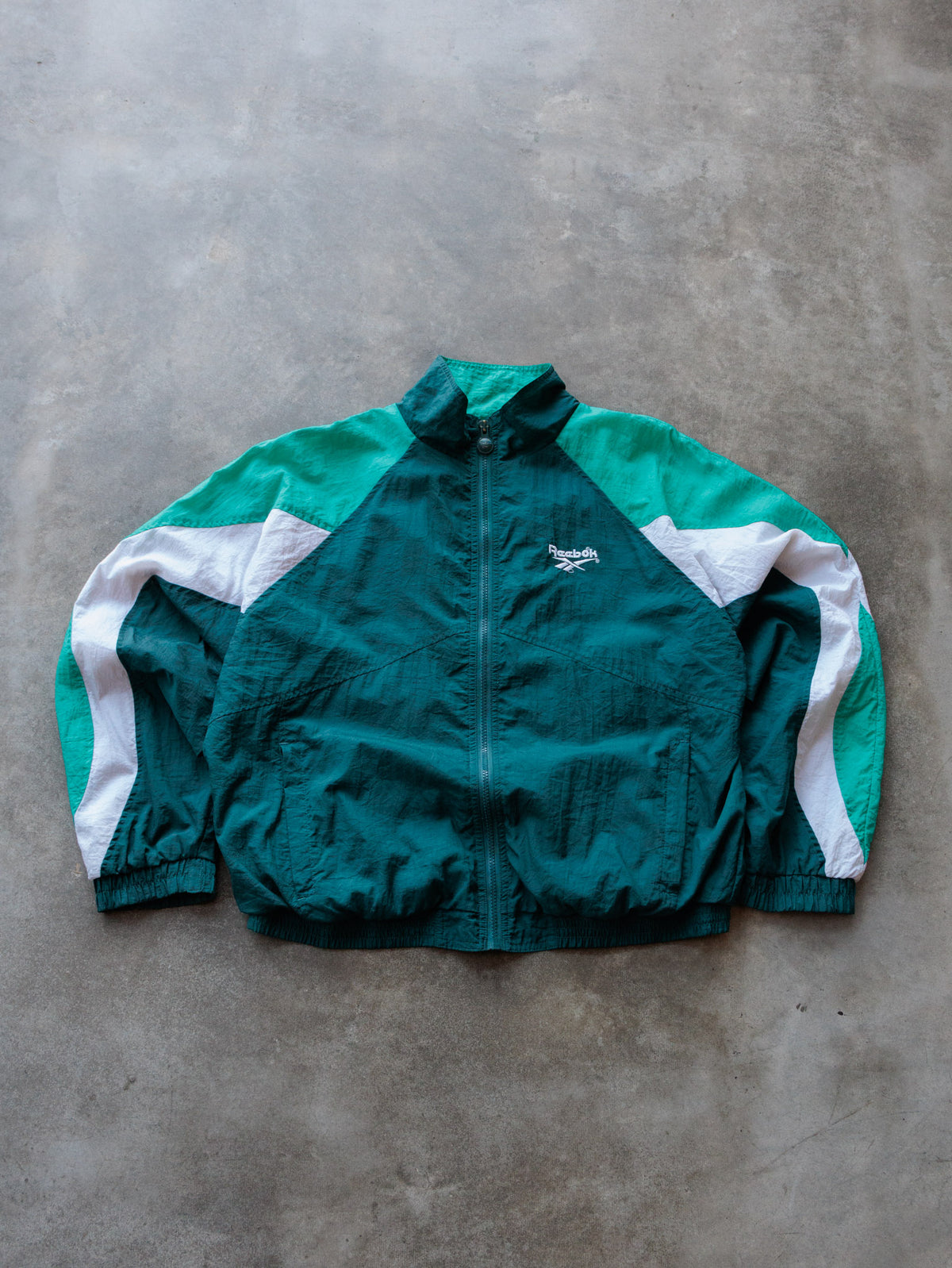 Vintage 90s Green Reebok Colourblock Jacket (L)