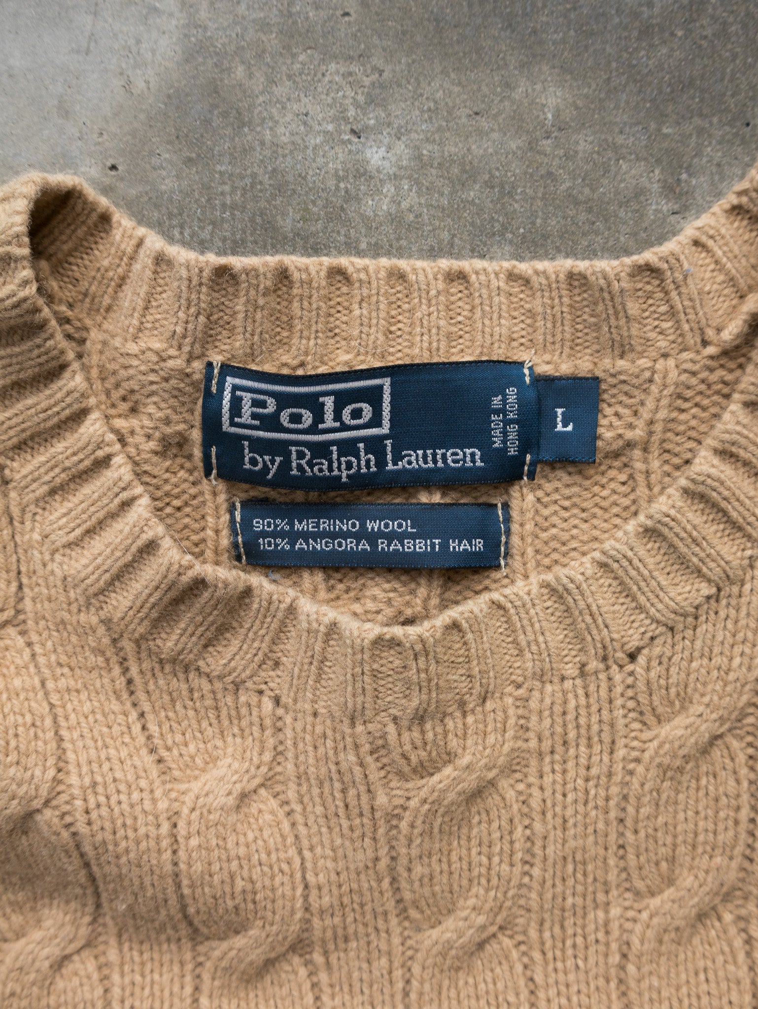 Vintage Merino Camel Ralph Lauren Cable Knit (L)