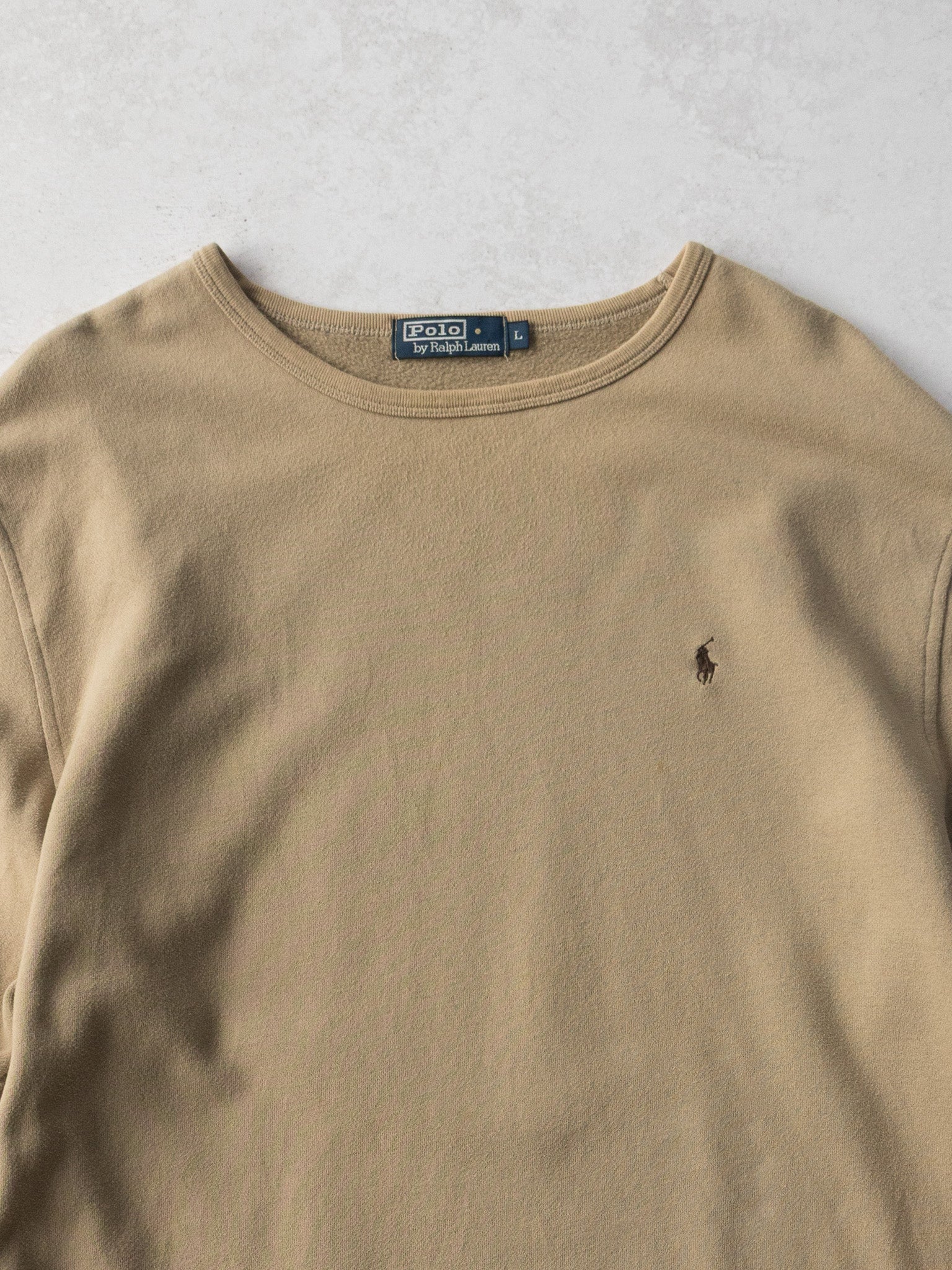 Vintage Ralph Lauren Beige Sweatshirt (XL)