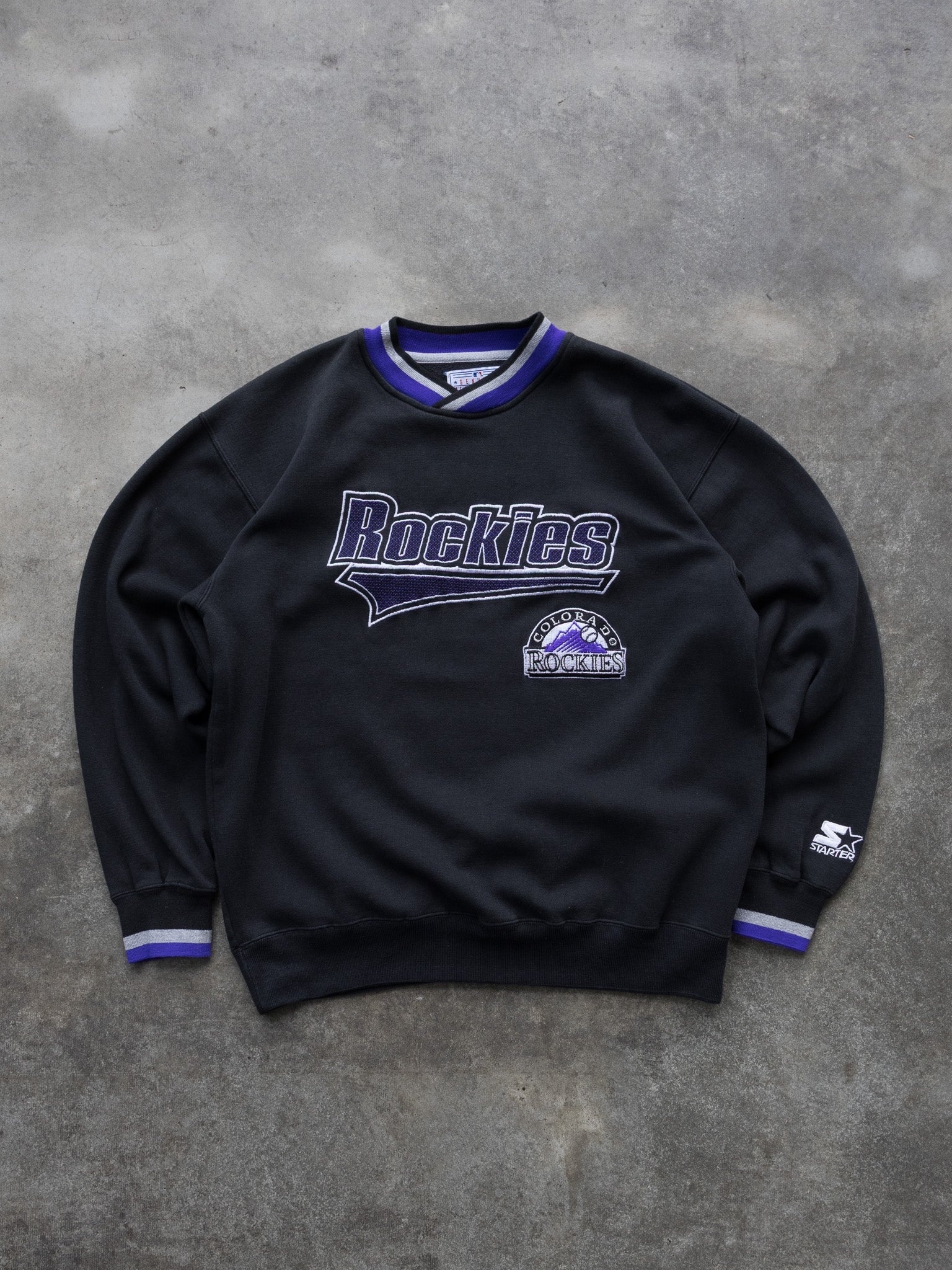 Vintage Black Starter Colorado Rockies Sweatshirt (M)