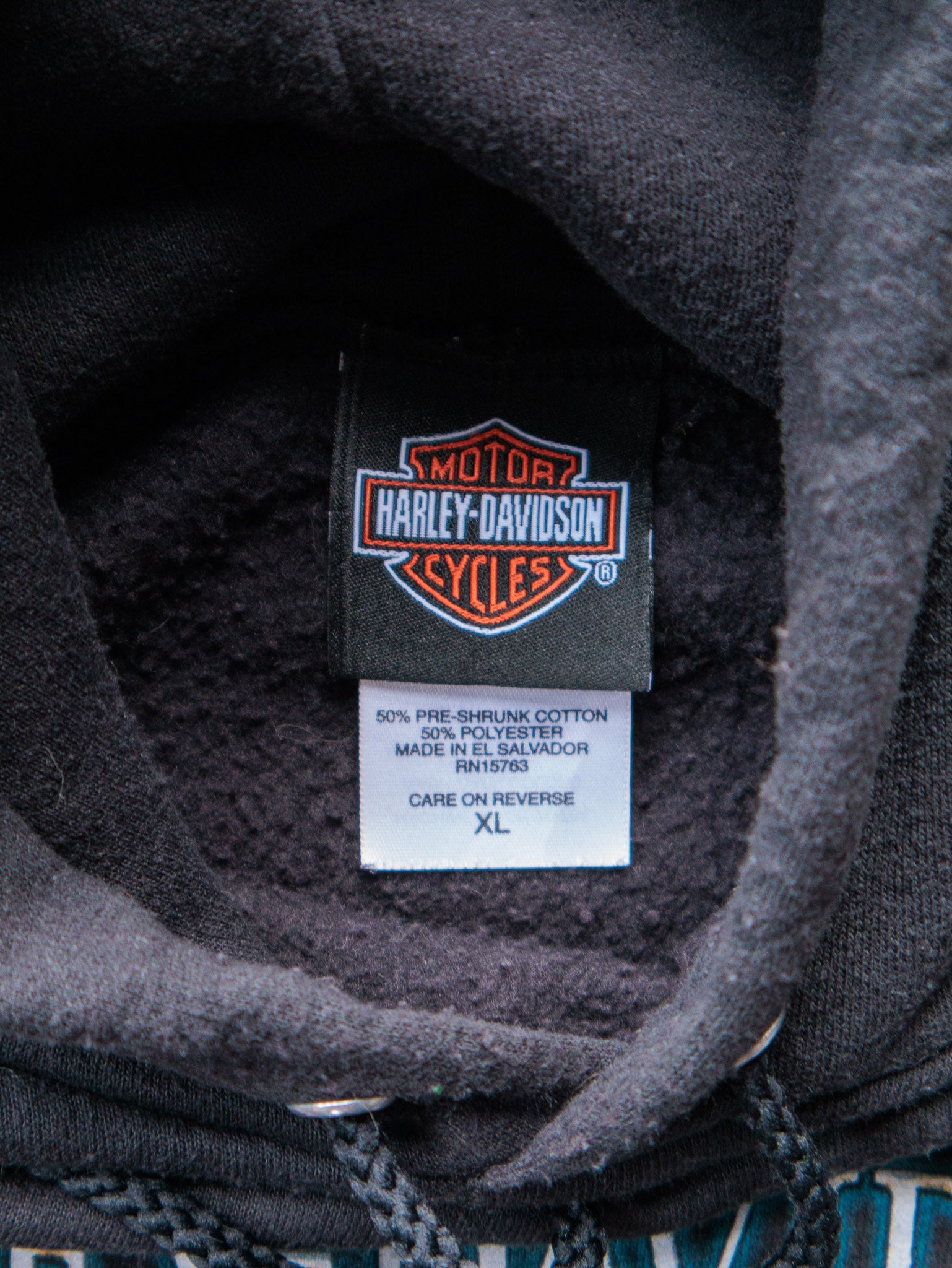 Vintage 00s Black Harley-Davidson Flame Topeka Kansas Hoodie (XL)