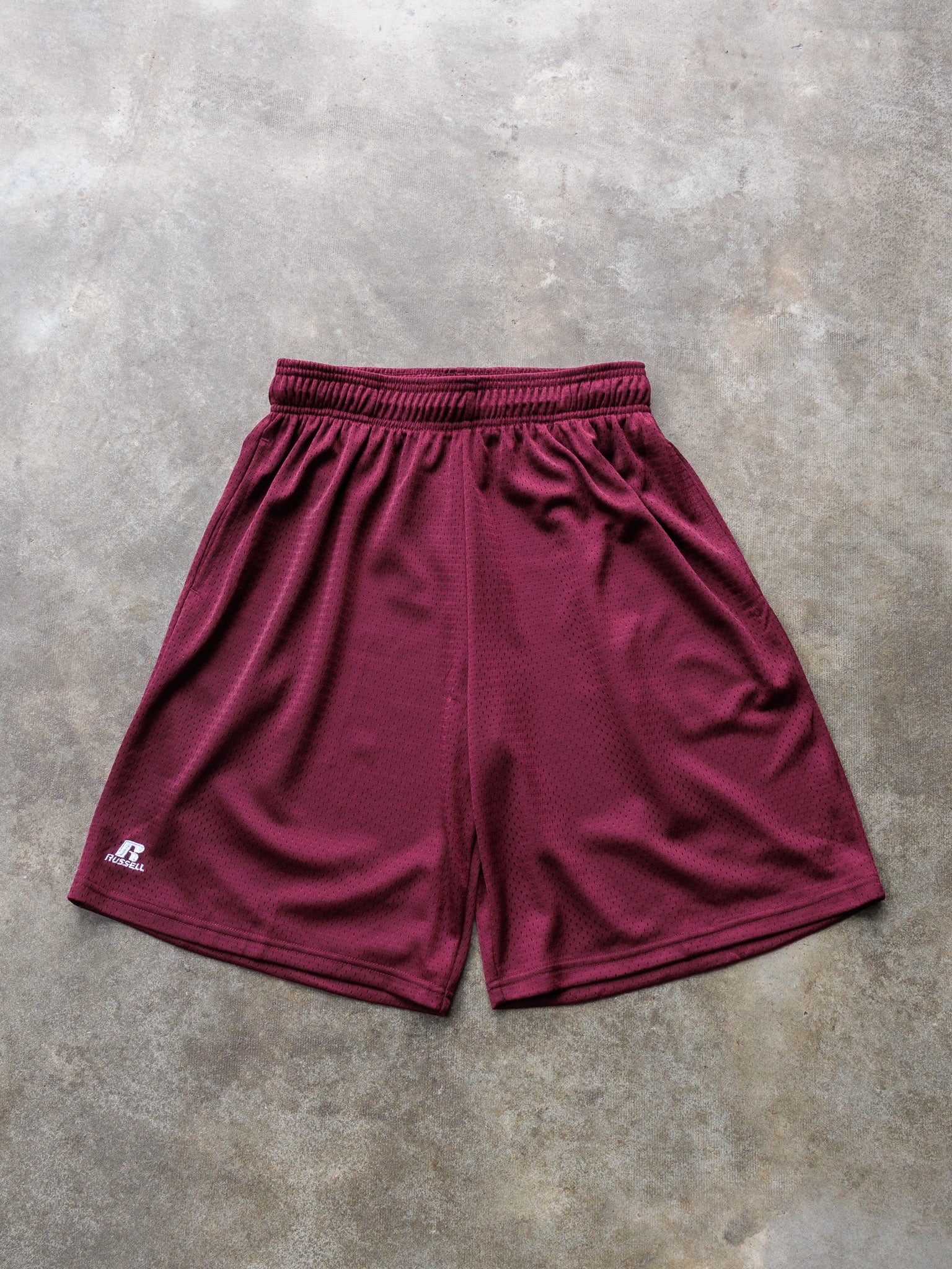 Vintage Maroon Russell Athletic Mesh Shorts (S)