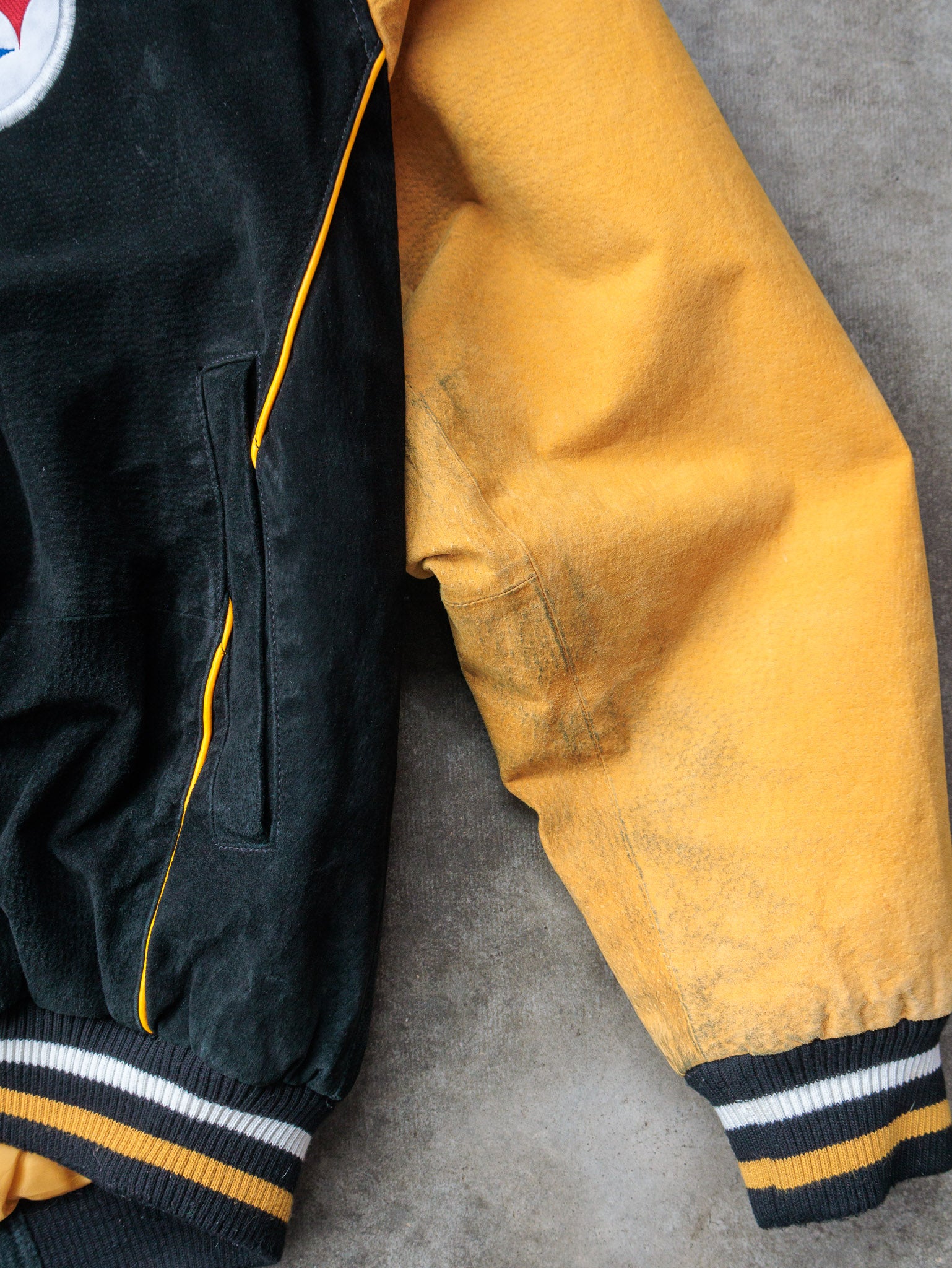 Vintage 00s Pittsburgh Steelers Suede Varsity Jacket (L)