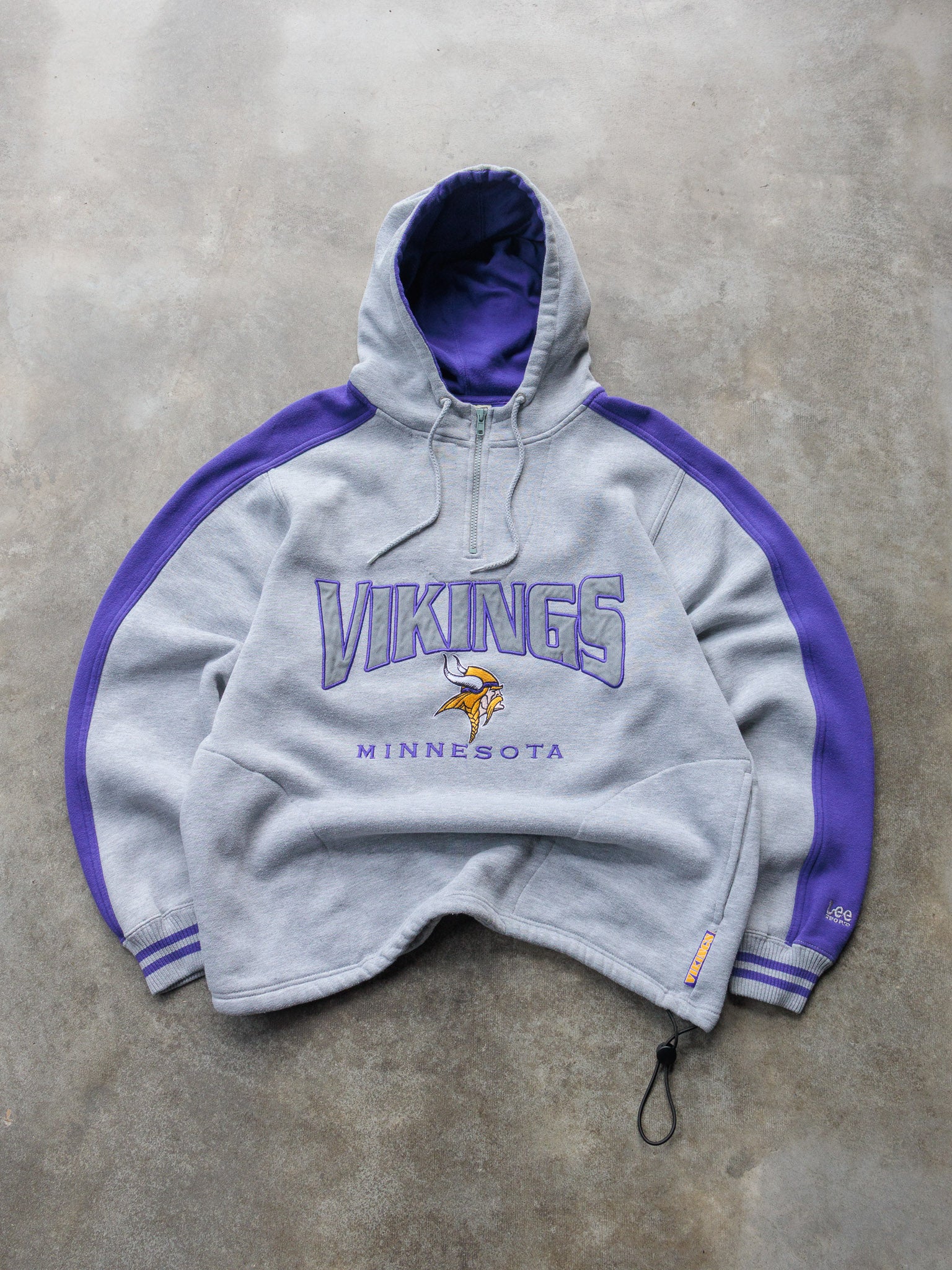 Vintage 90s Lee Sport Minnesota Vikings Quarter Zip Hoodie (M)