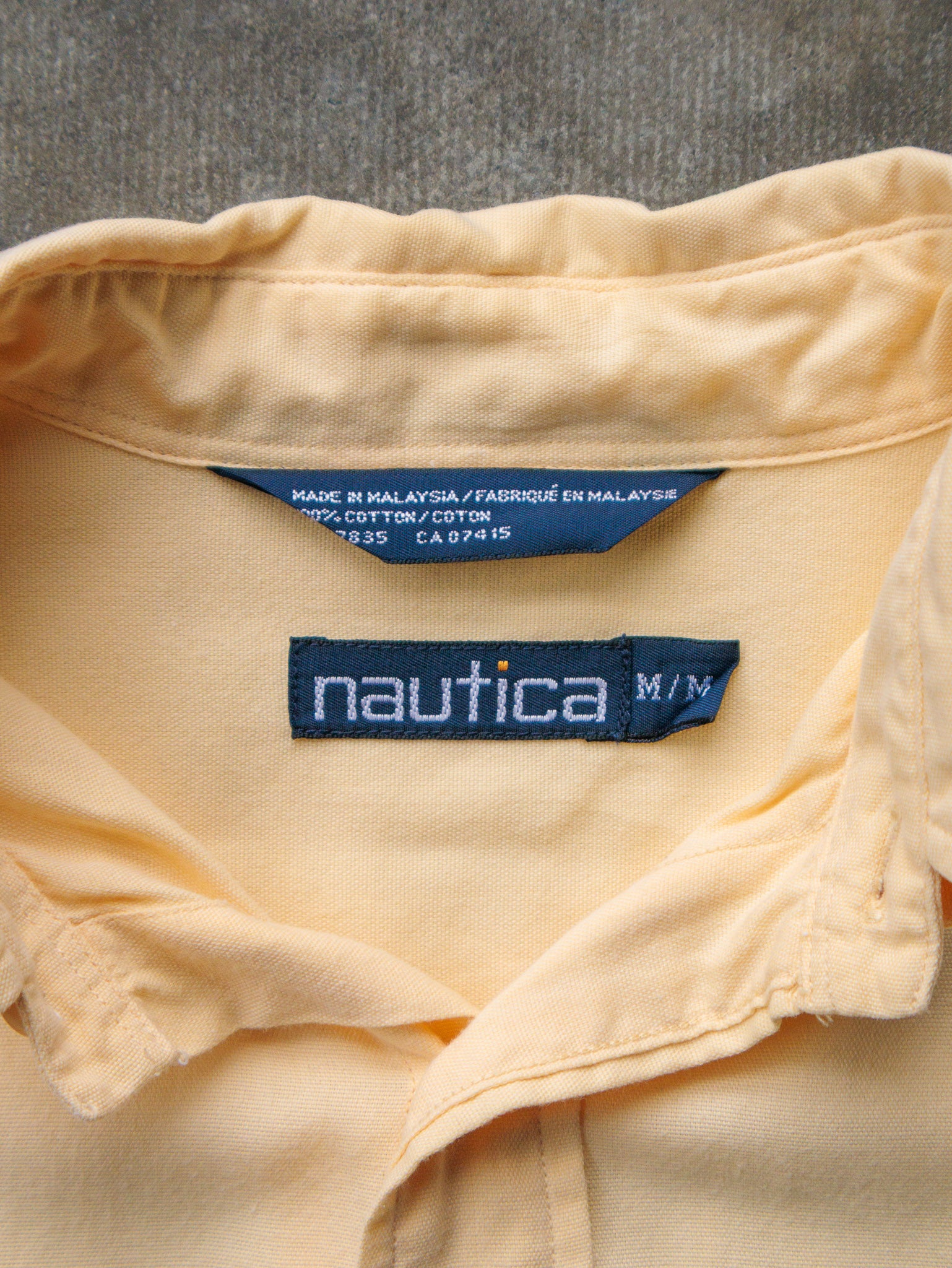 Vintage 90s Yellow Nautica Short Sleeve Shirt (M)