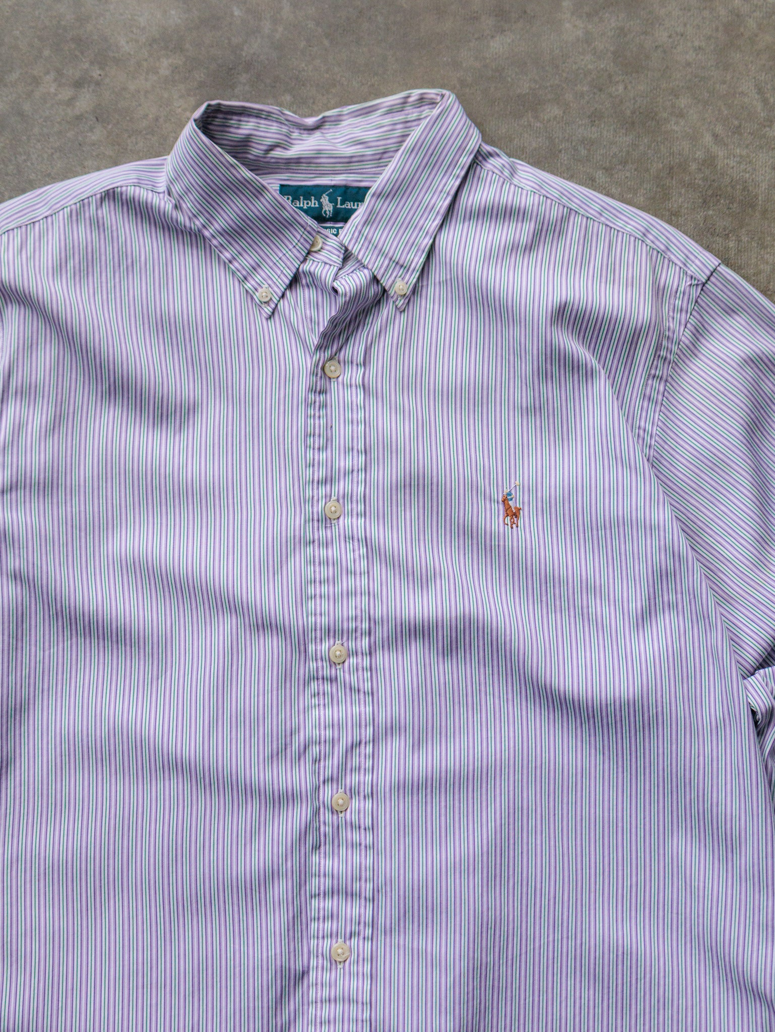 Vintage Purple & Green Striped Ralph Lauren Shirt (L)
