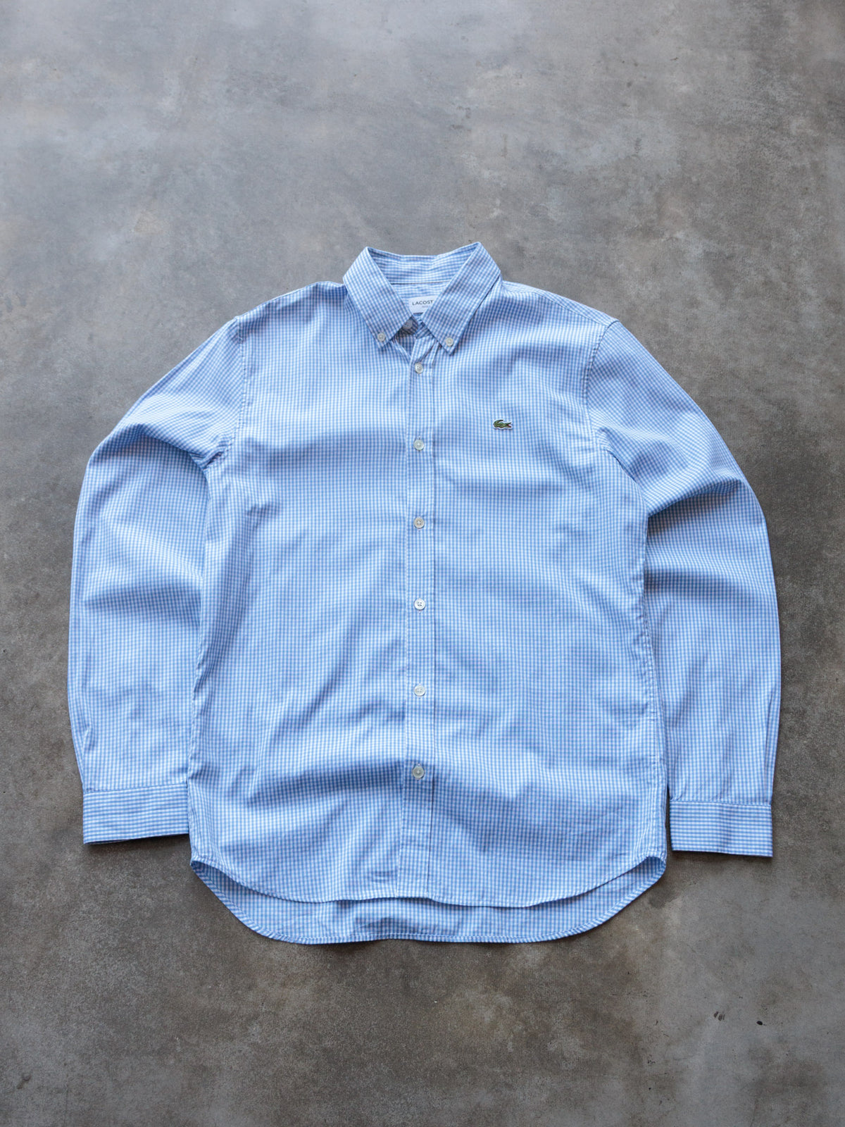 Vintage Blue Gingham Lacoste Shirt (S)