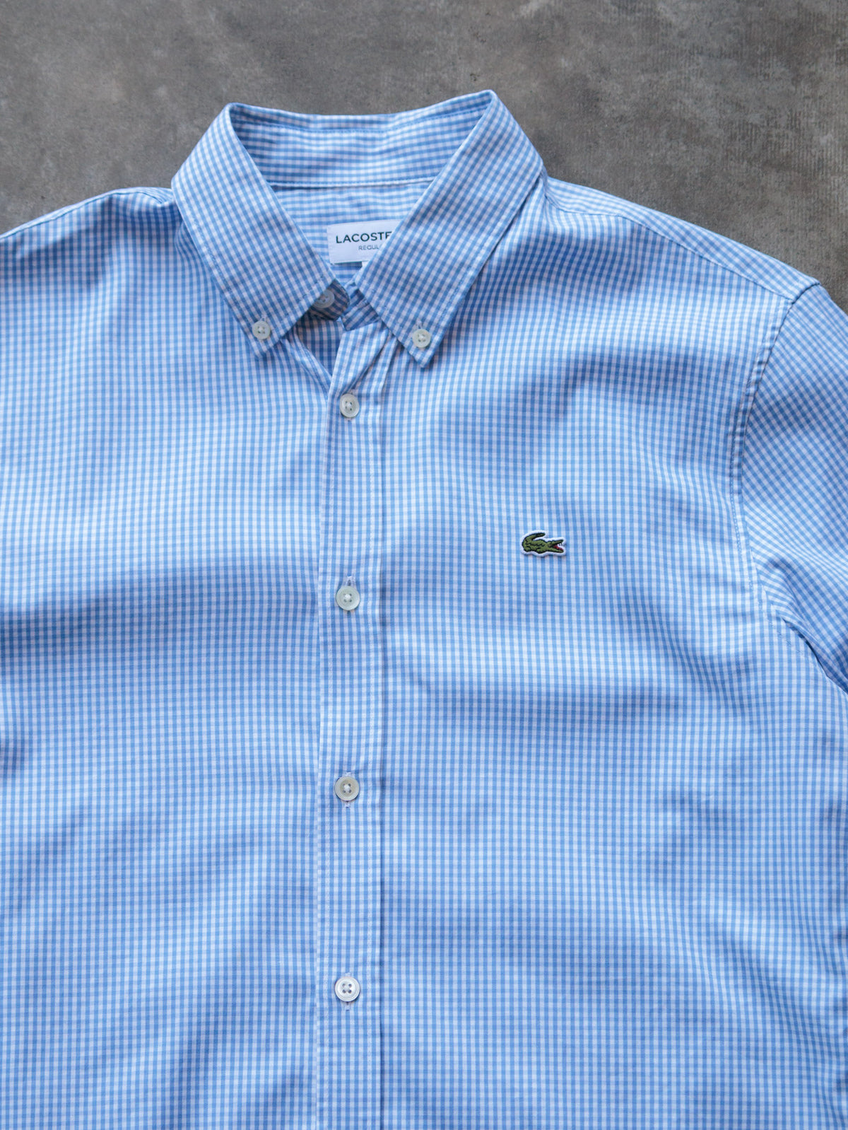 Vintage Blue Gingham Lacoste Shirt (S)