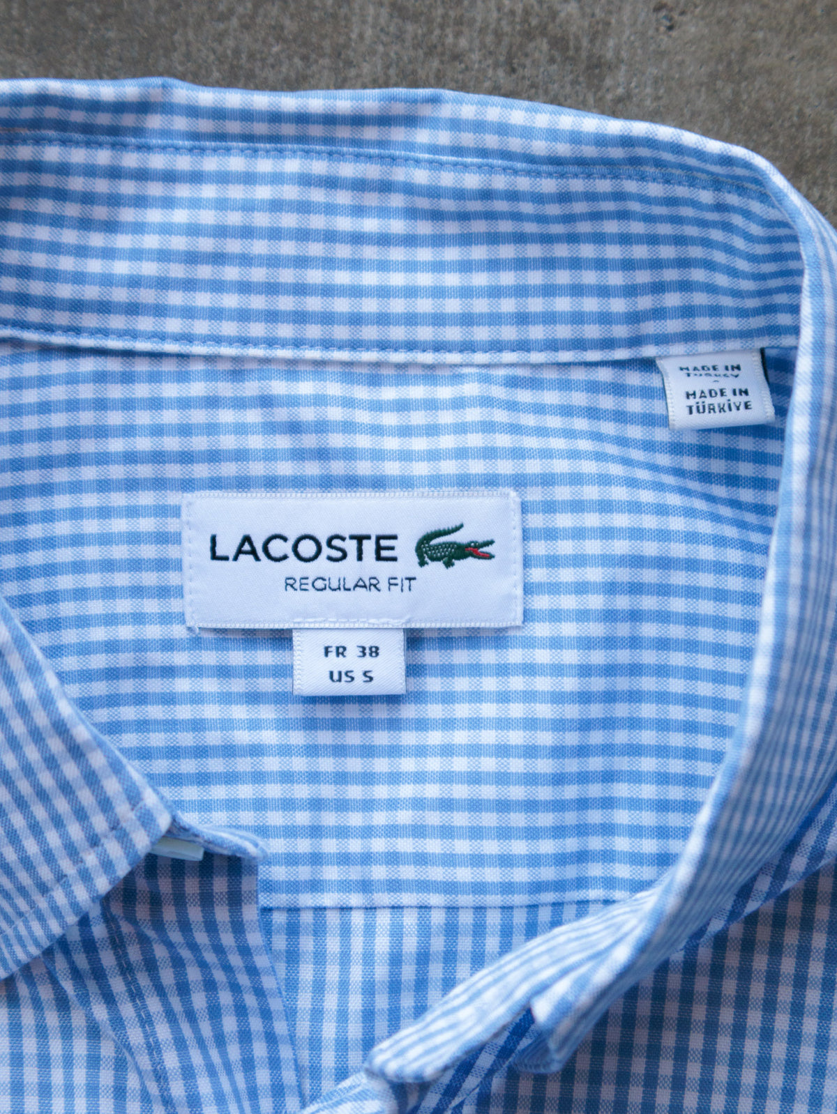 Vintage Blue Gingham Lacoste Shirt (S)