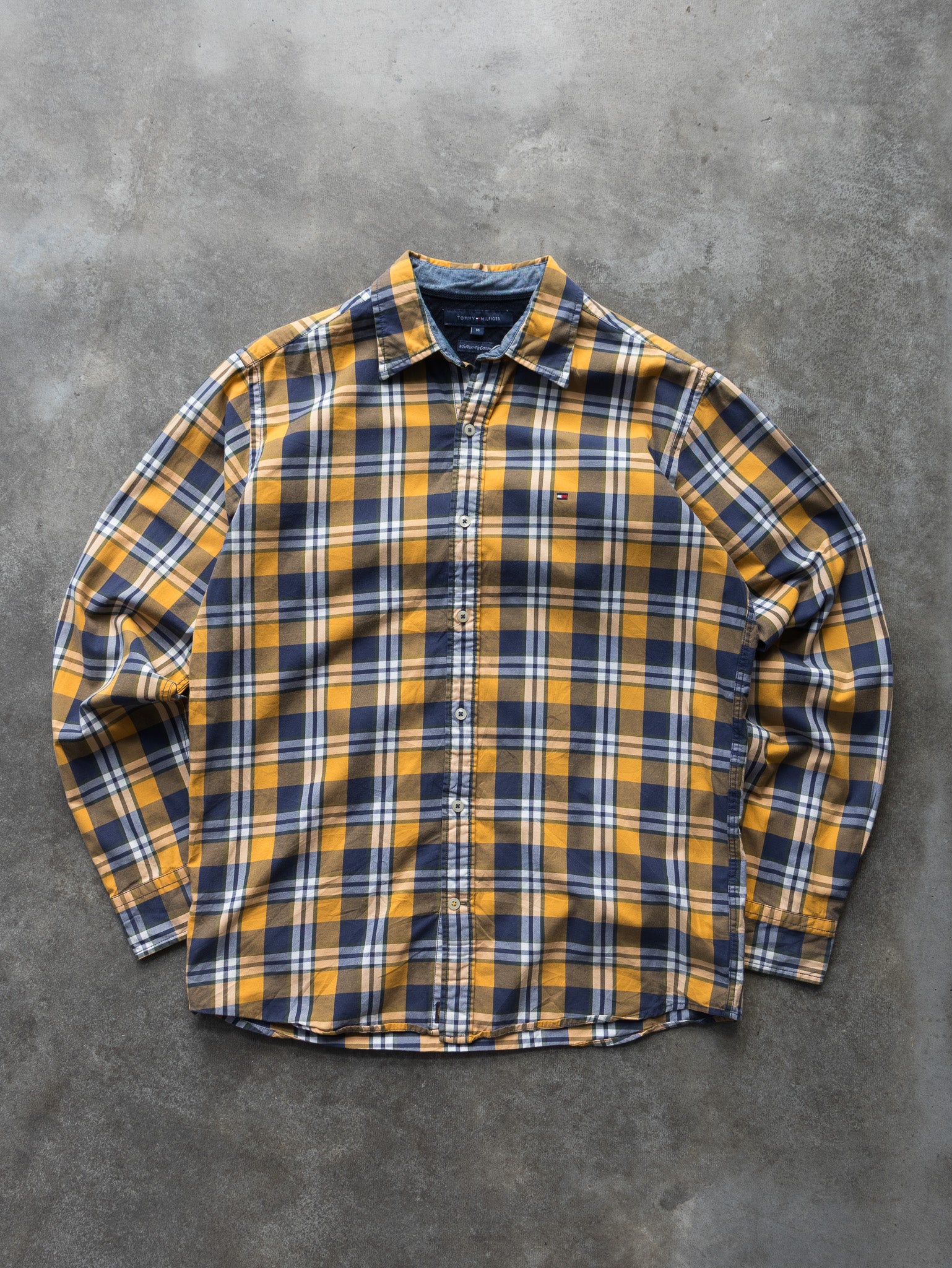 Vintage Yellow & Blue Tommy Hilfiger Plaid Shirt (M)