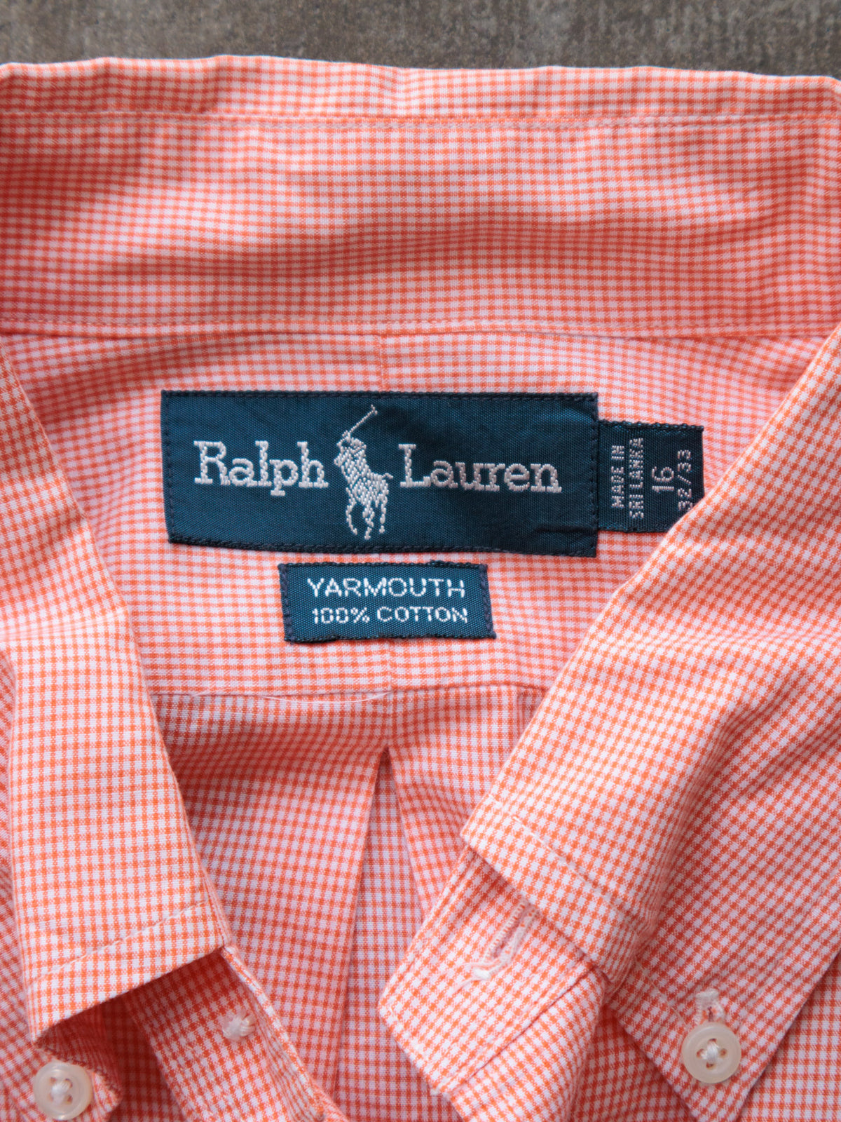 Vintage Orange Gingham Ralph Lauren Shirt (L)