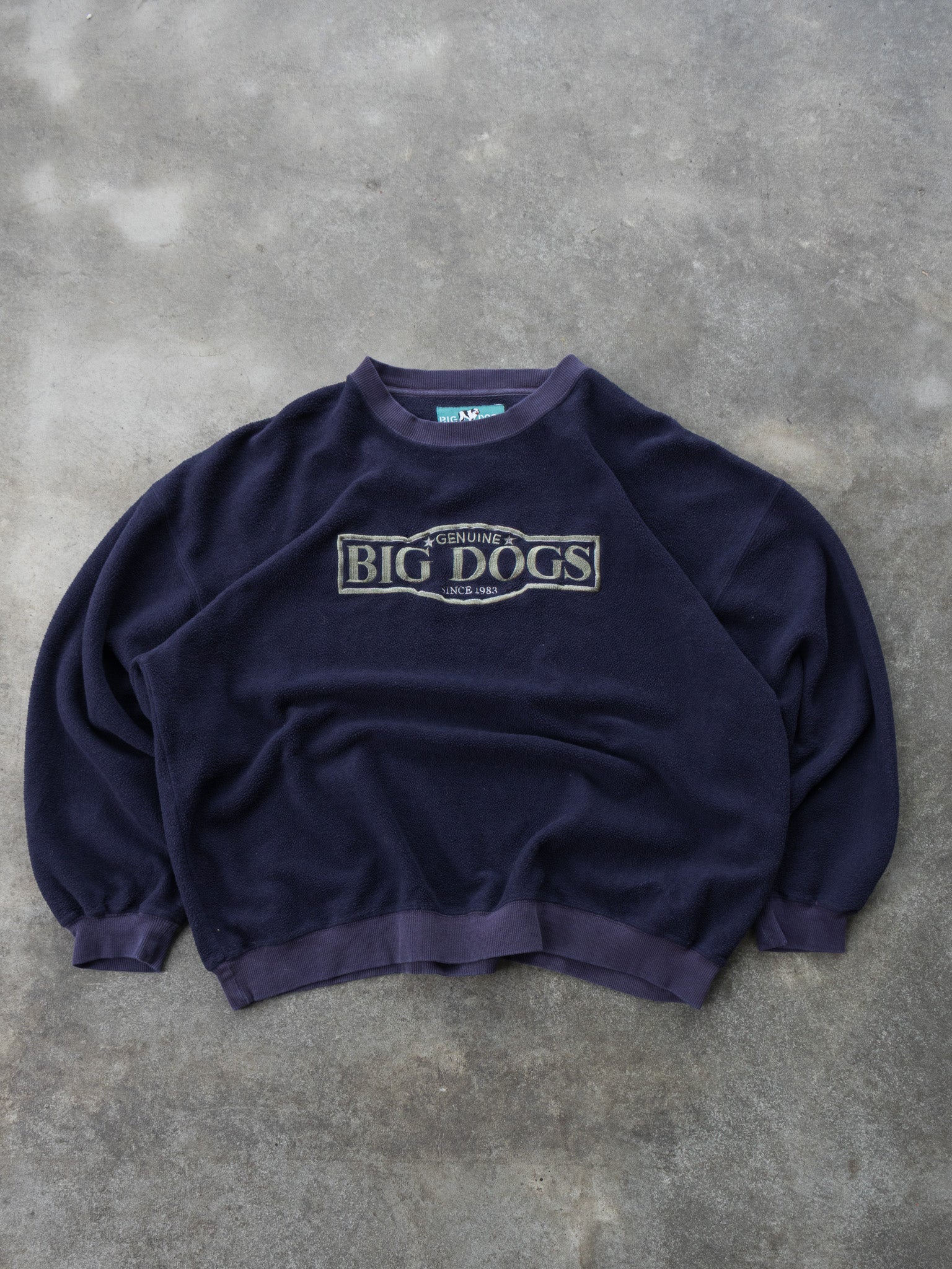 Vintage Big Dogs Navy Fleece Sweatshirt (XL)