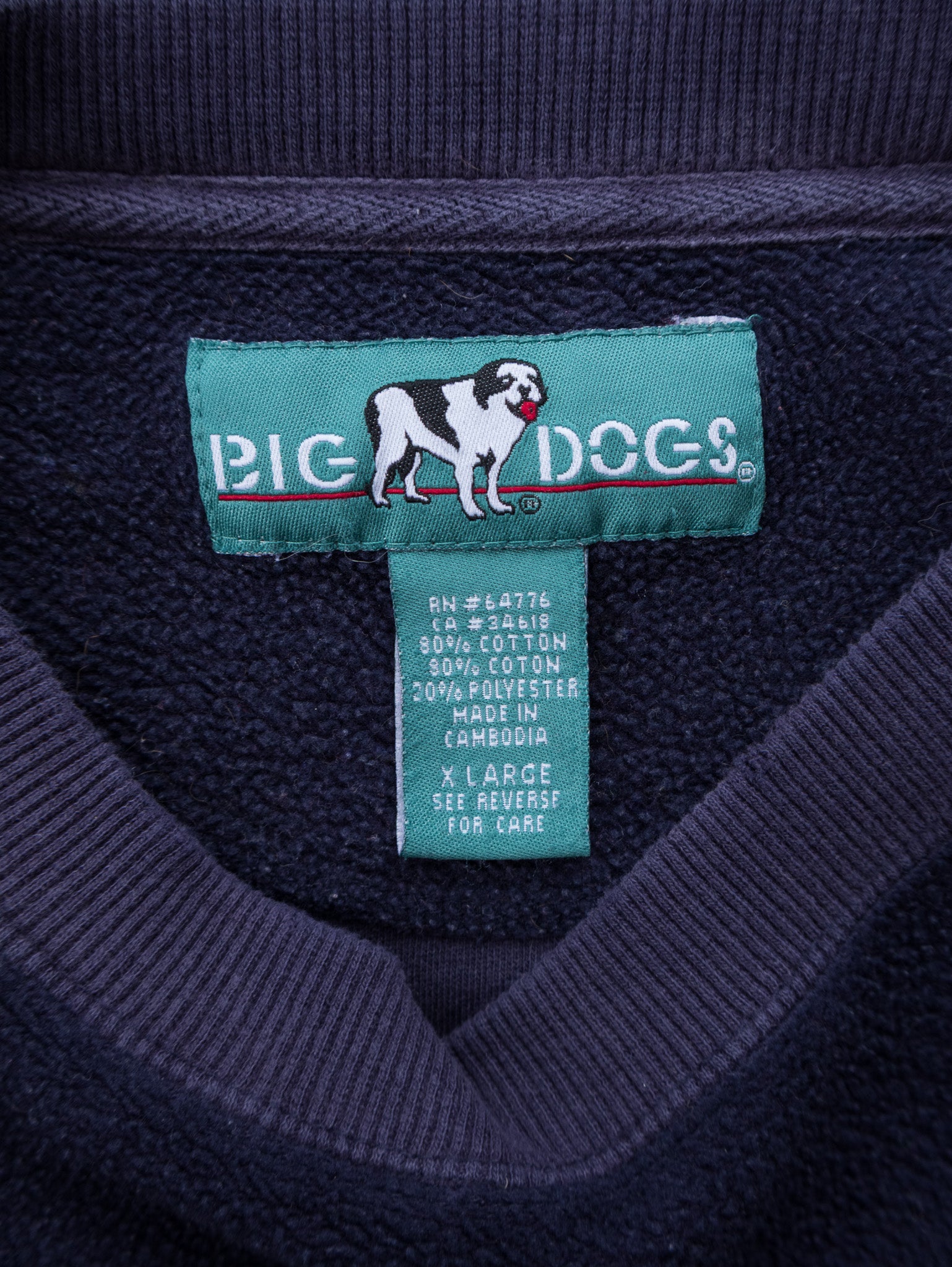Vintage Big Dogs Navy Fleece Sweatshirt (XL)