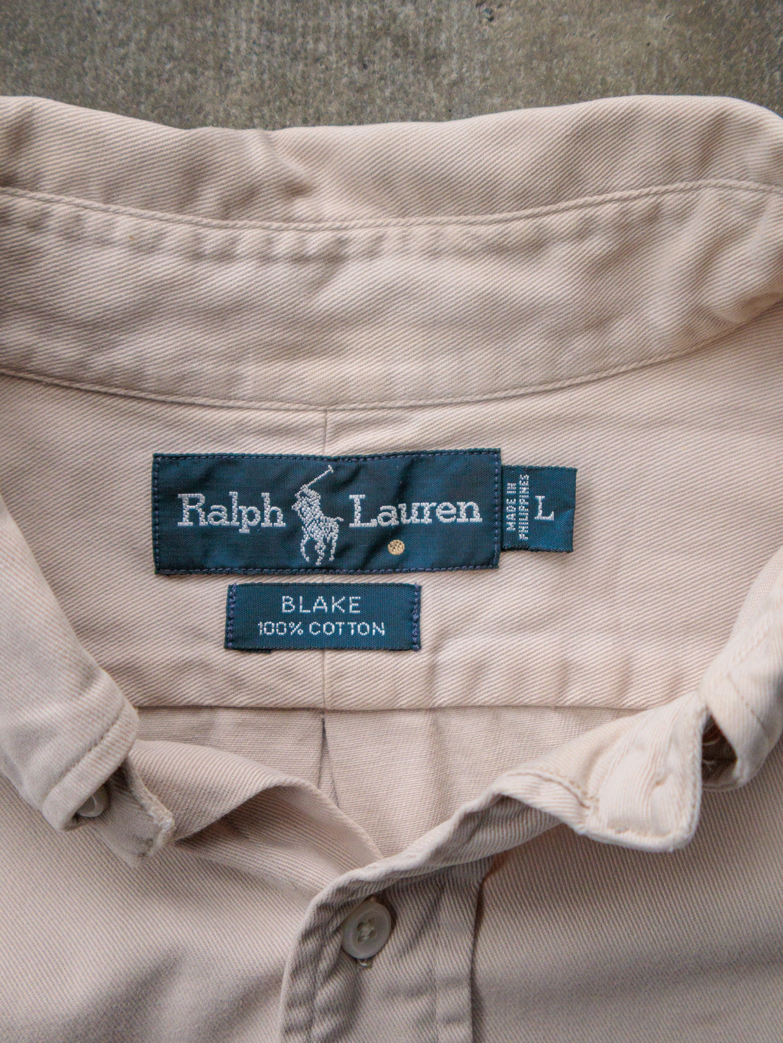 Vintage 90s Beige Ralph Lauren Shirt (L)