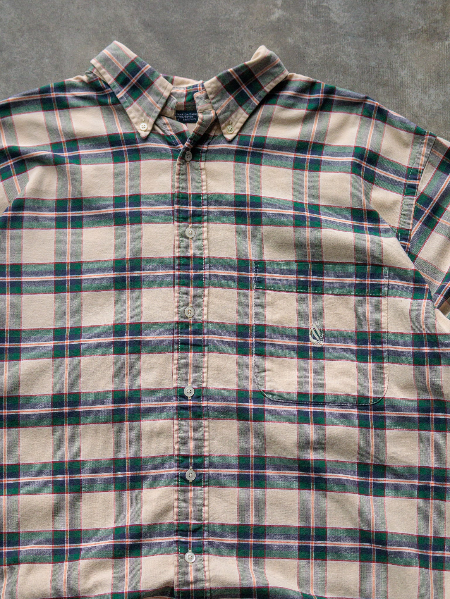 Vintage 90s Beige & Green Plaid Nautica Shirt (XL)