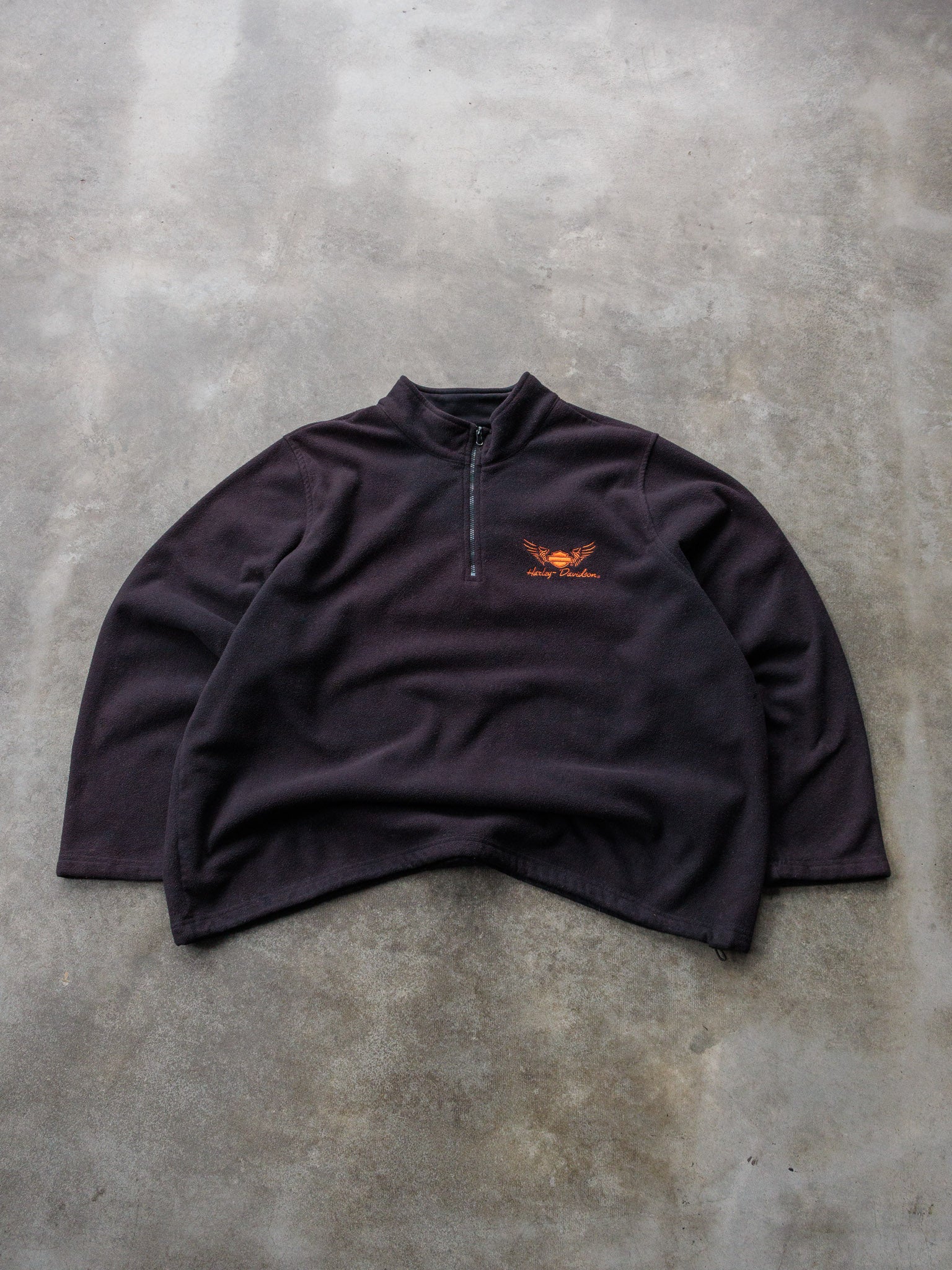 Vintage Black Harley-Davidson Quarter Zip Fleece (XL)