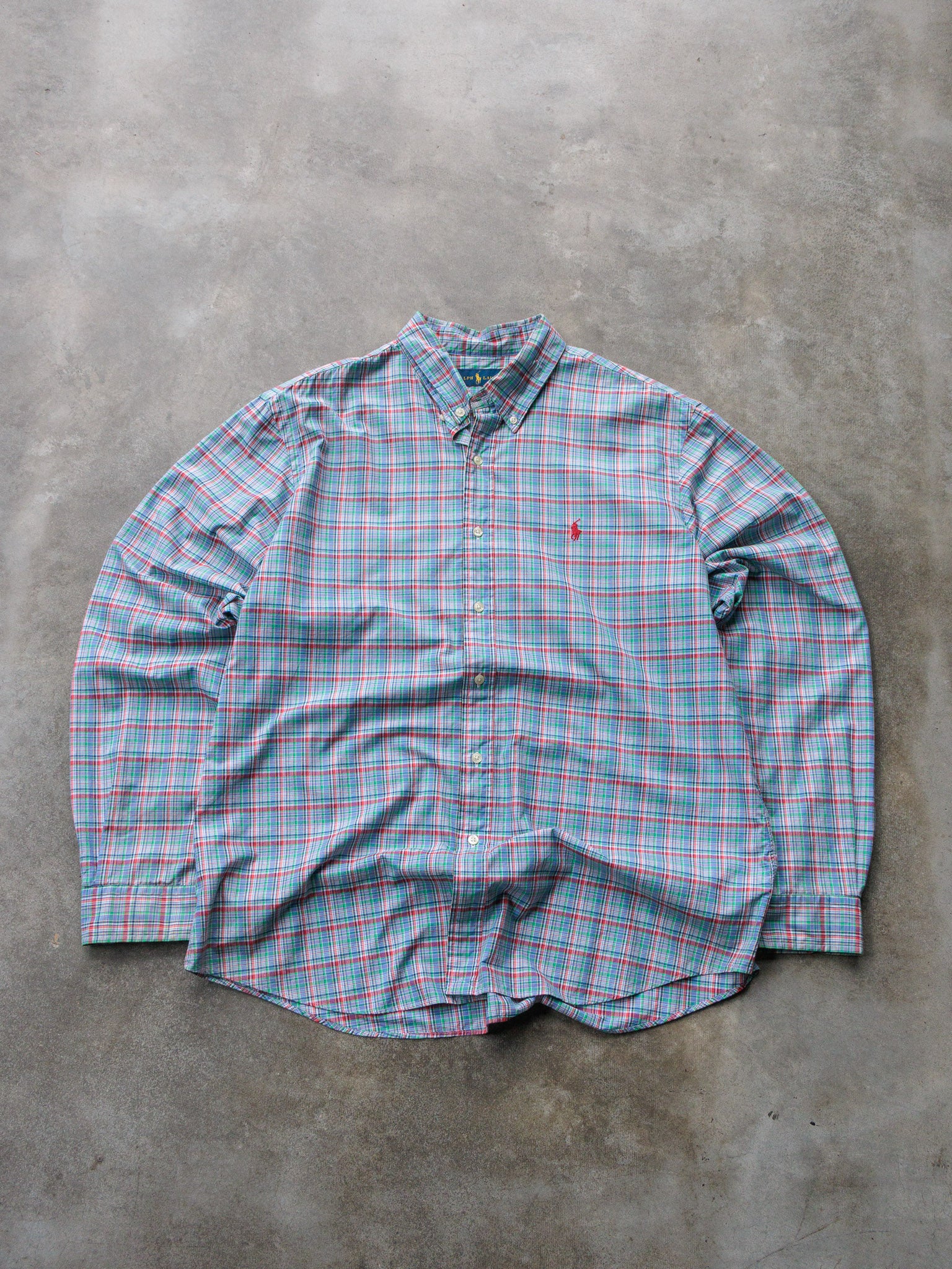 Vintage Multicolor Plaid Ralph Lauren Shirt (XL)