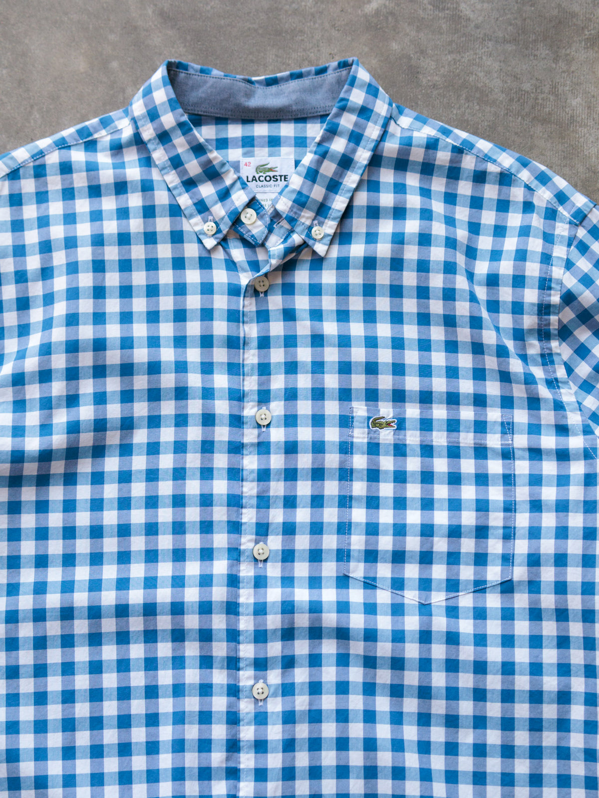 Vintage Blue Gingham Lacoste Shirt (-)