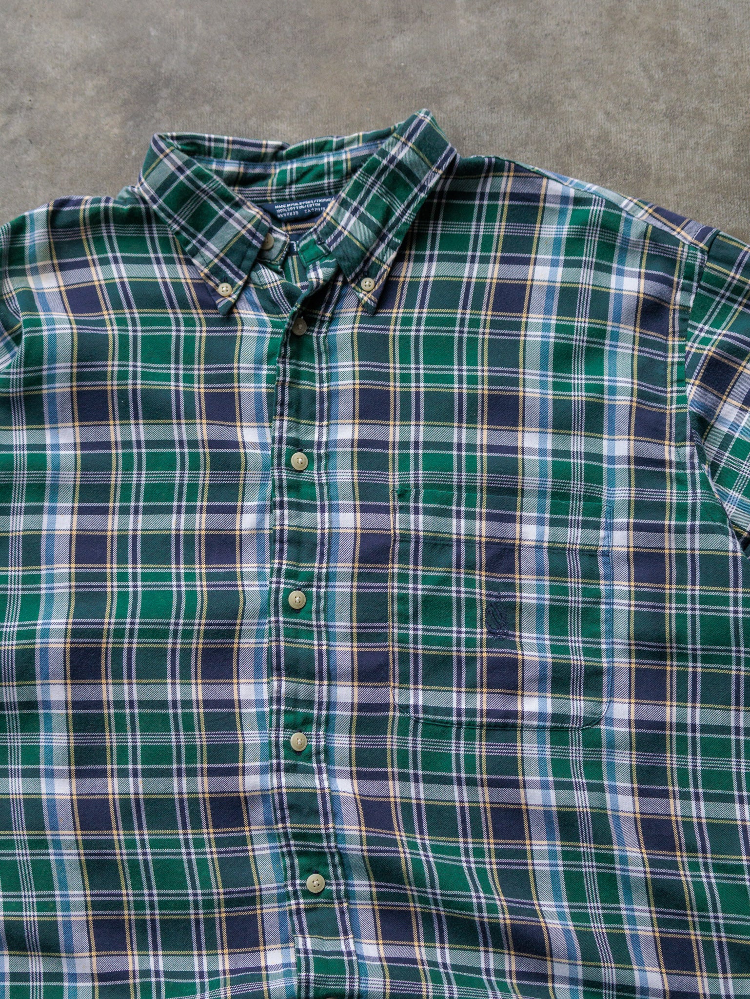 Vintage 90s Green & Blue Plaid Nautica Shirt (XL)