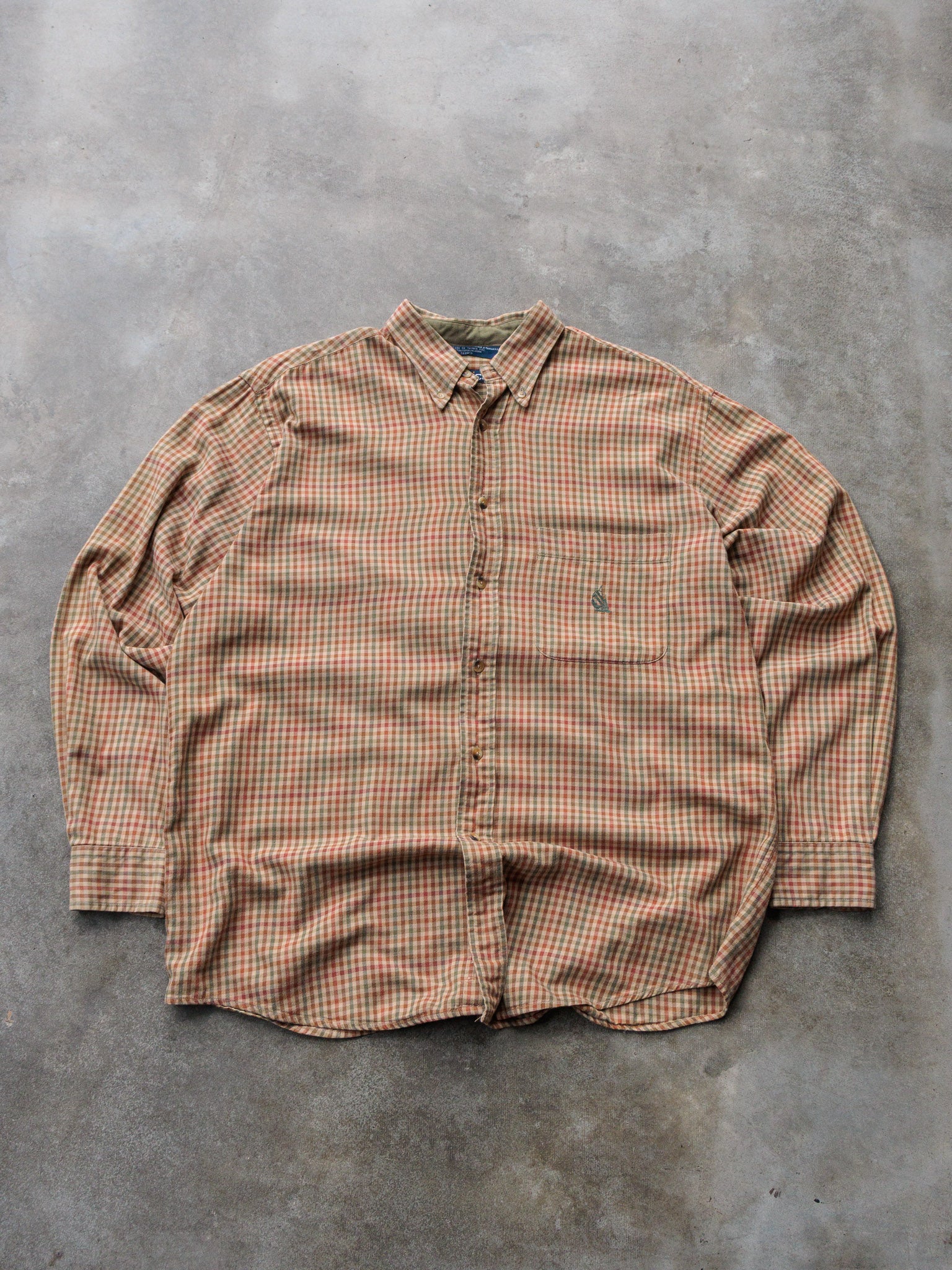 Vintage 90s Brown & Orange Gingham Nautica Shirt (L)