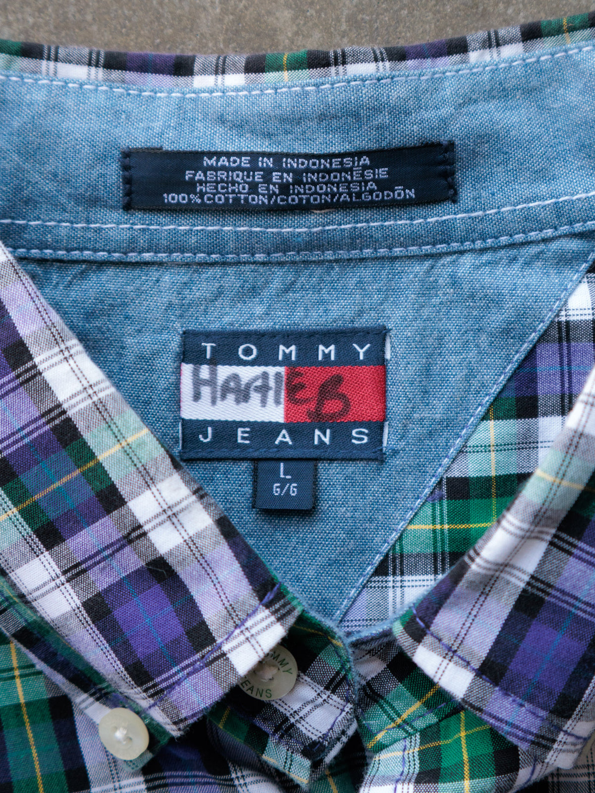Vintage 00s Purple Plaid Tommy Jeans Shirt (L)