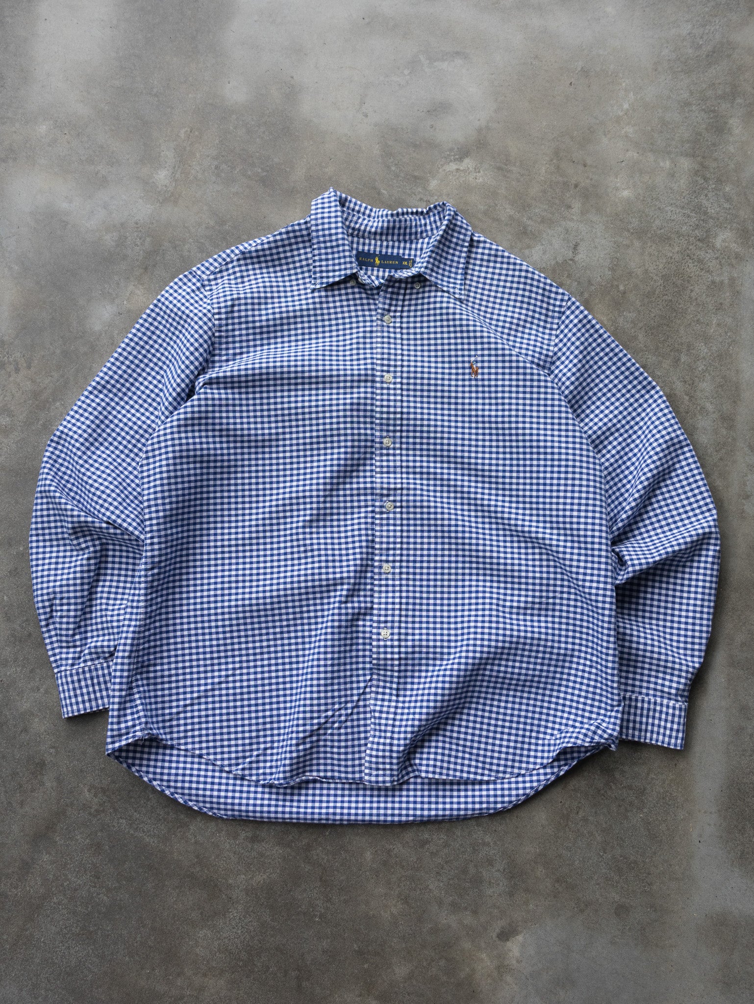 Vintage 00s Navy Ralph Lauren Gingham Shirt (2XL)