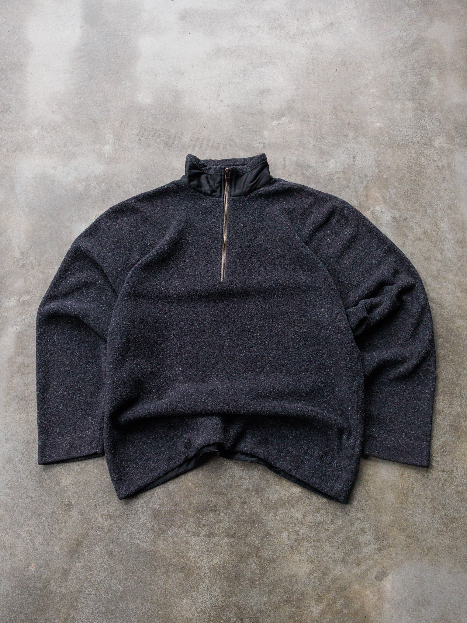Vintage 90s Black Nautica Quarter Zip Fleece Sweatshirt (M)
