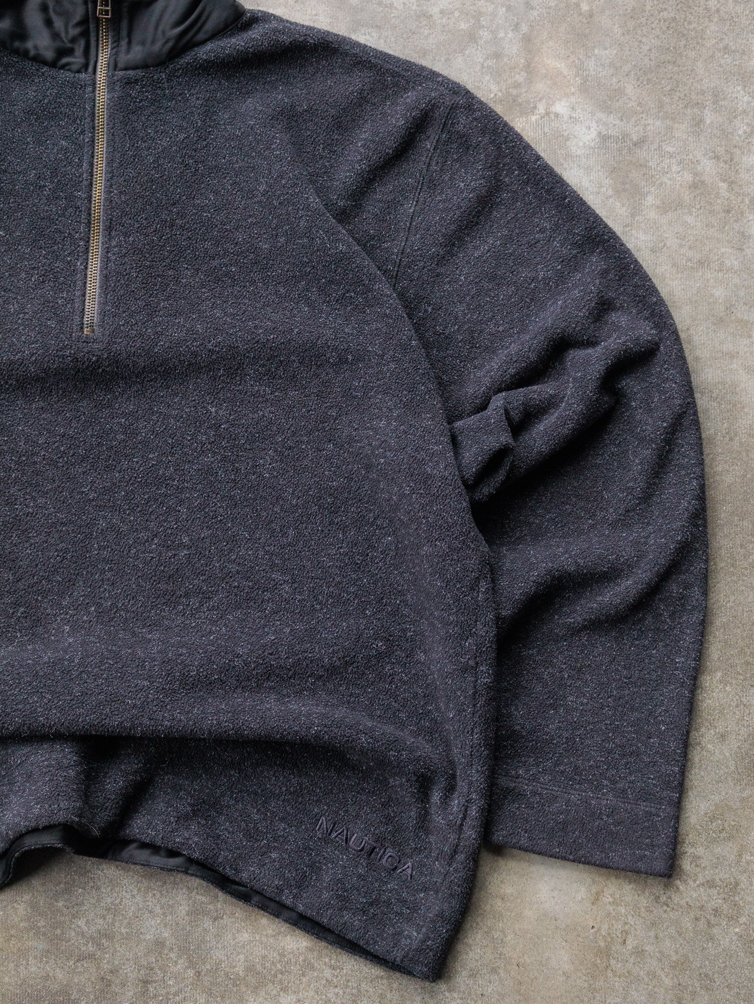 Vintage 90s Black Nautica Quarter Zip Fleece Sweatshirt (M)
