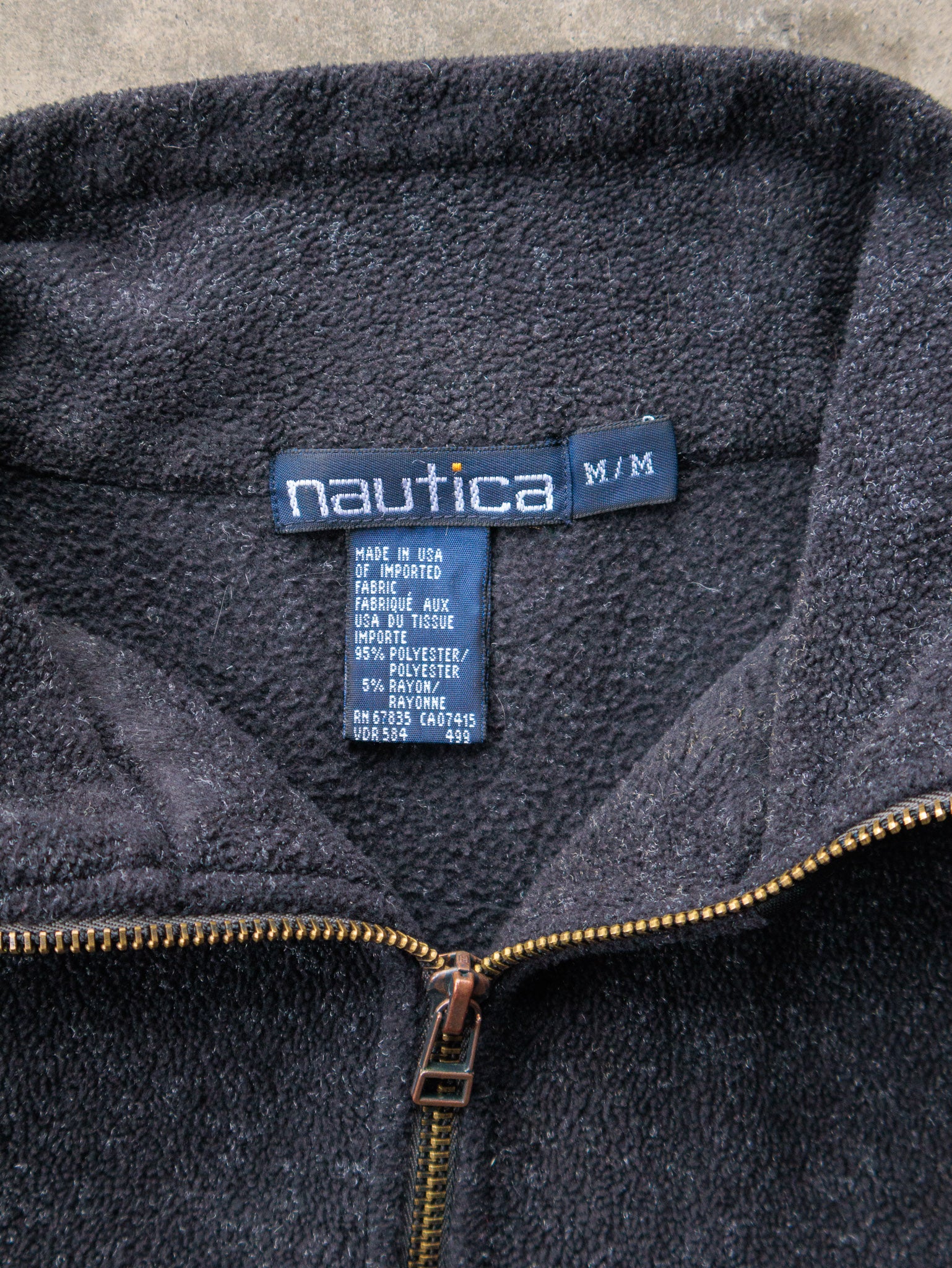 Vintage 90s Black Nautica Quarter Zip Fleece Sweatshirt (M)