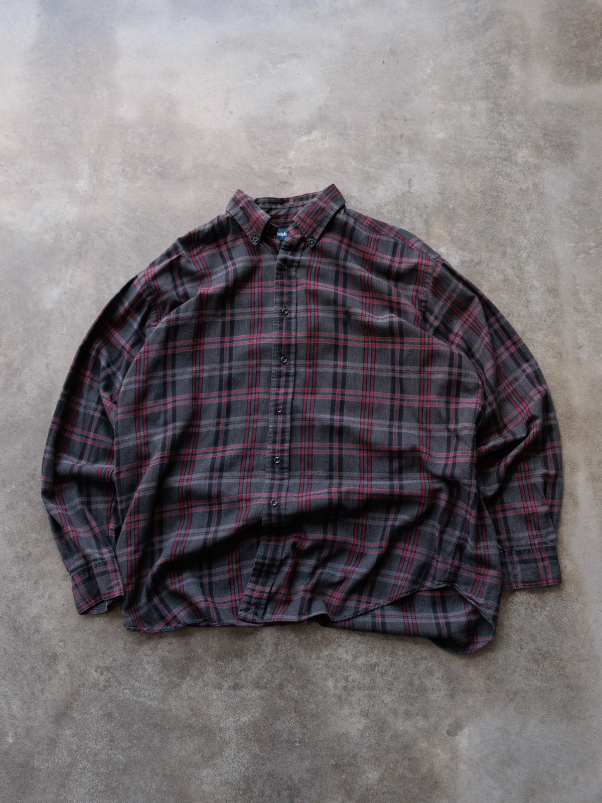 Vintage Grey Plaid Ralph Lauren Twill Shirt (L)