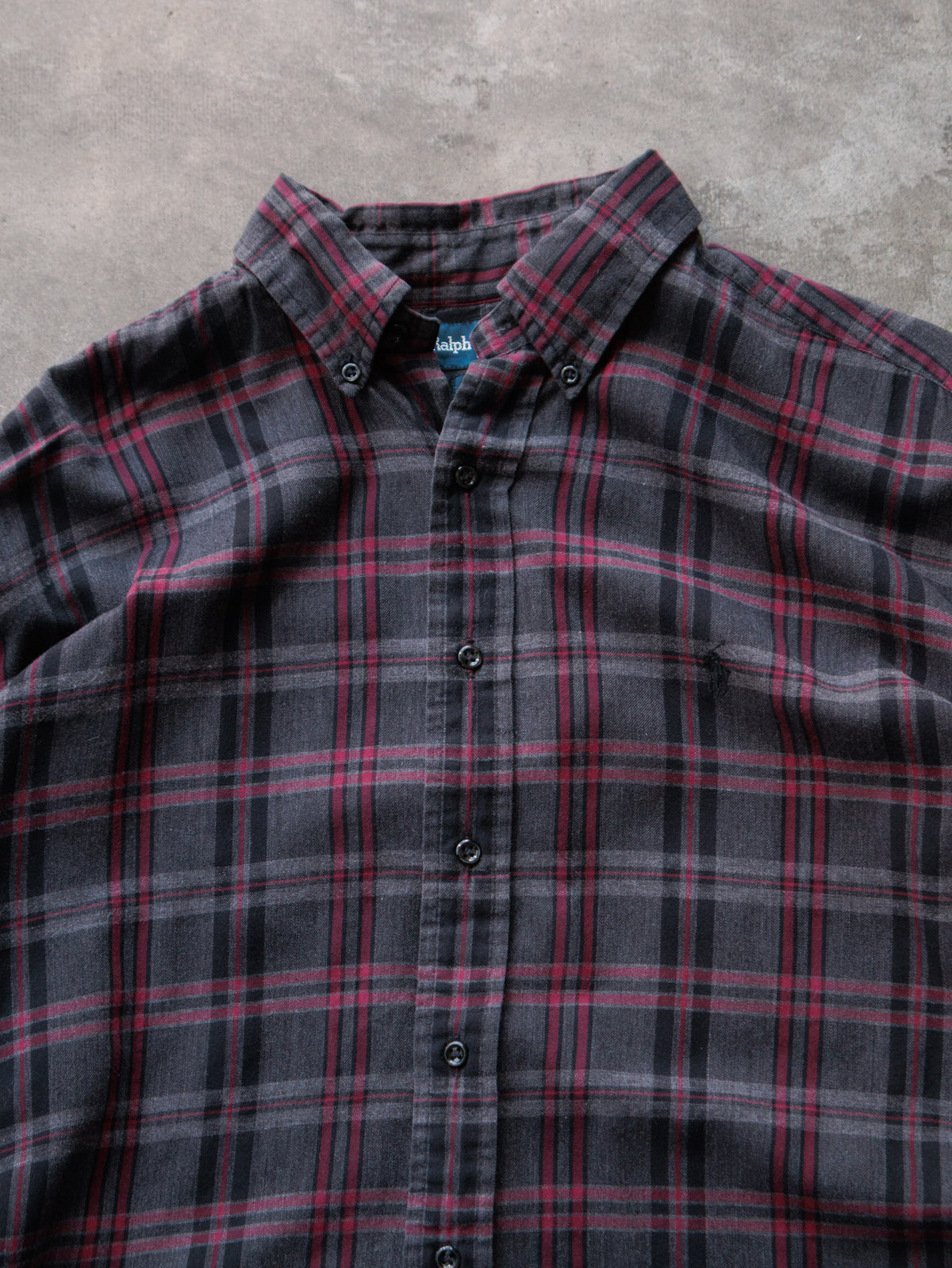 Vintage Grey Plaid Ralph Lauren Twill Shirt (L)
