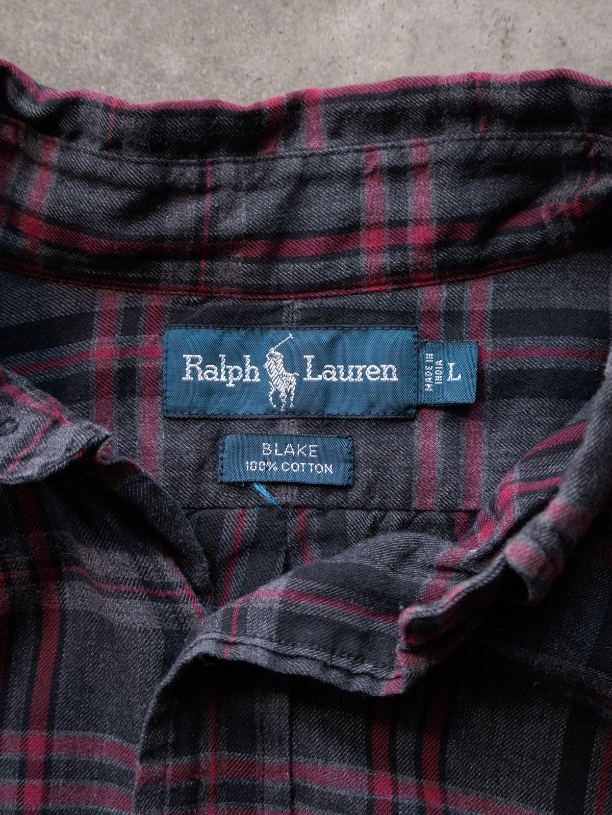 Vintage Grey Plaid Ralph Lauren Twill Shirt (L)