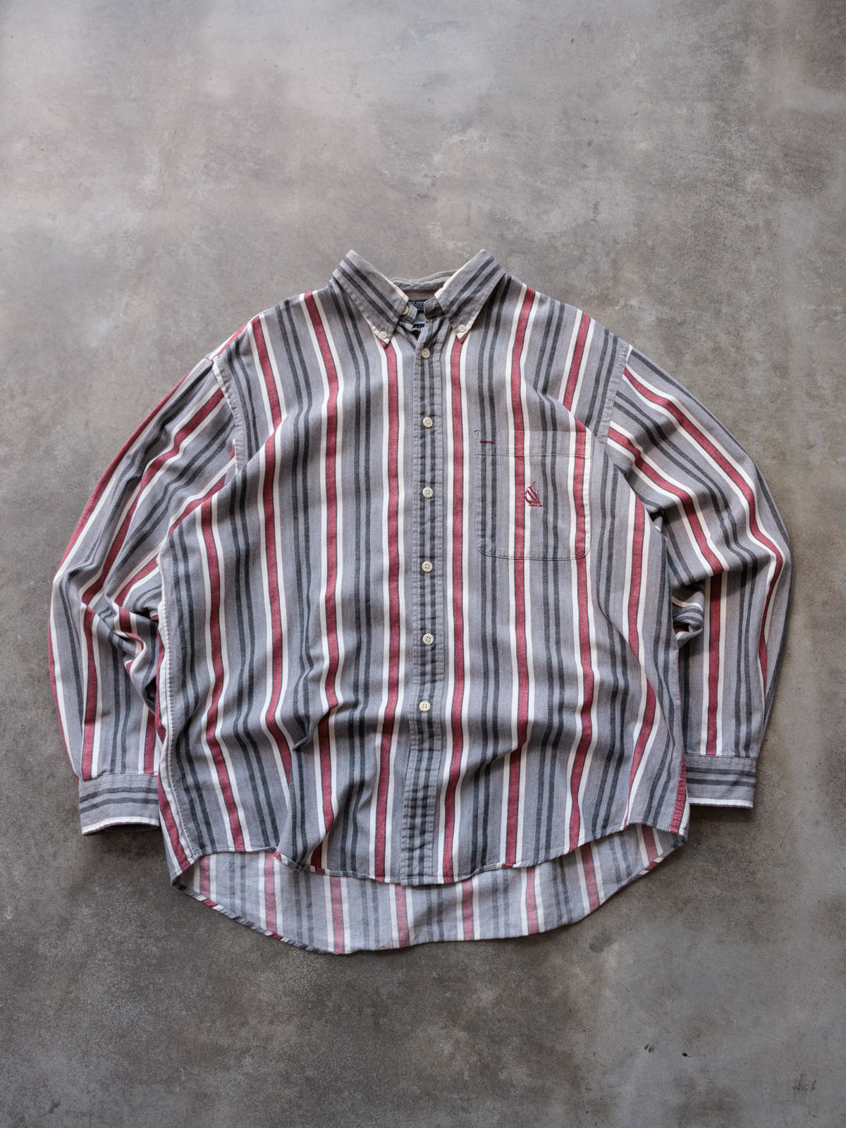 Vintage 90s Grey Striped Nautica Shirt (L)