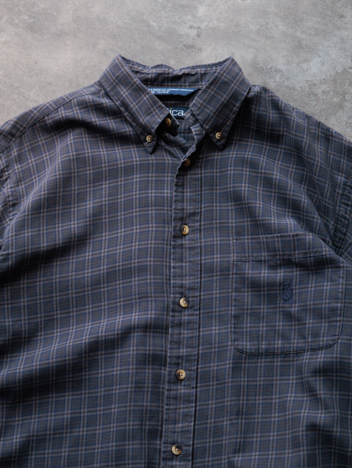 Vintage Grey Plaid Nautica Shirt (L)