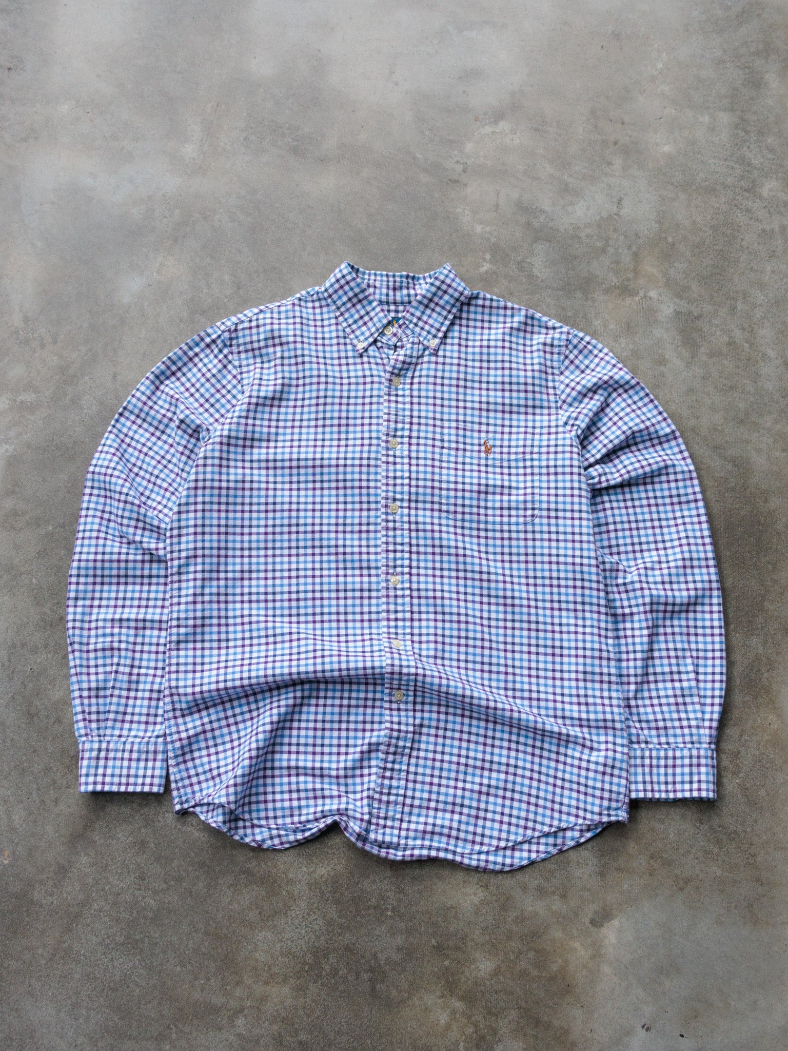 Vintage Blue & Purple Check Ralph Lauren Shirt (M)