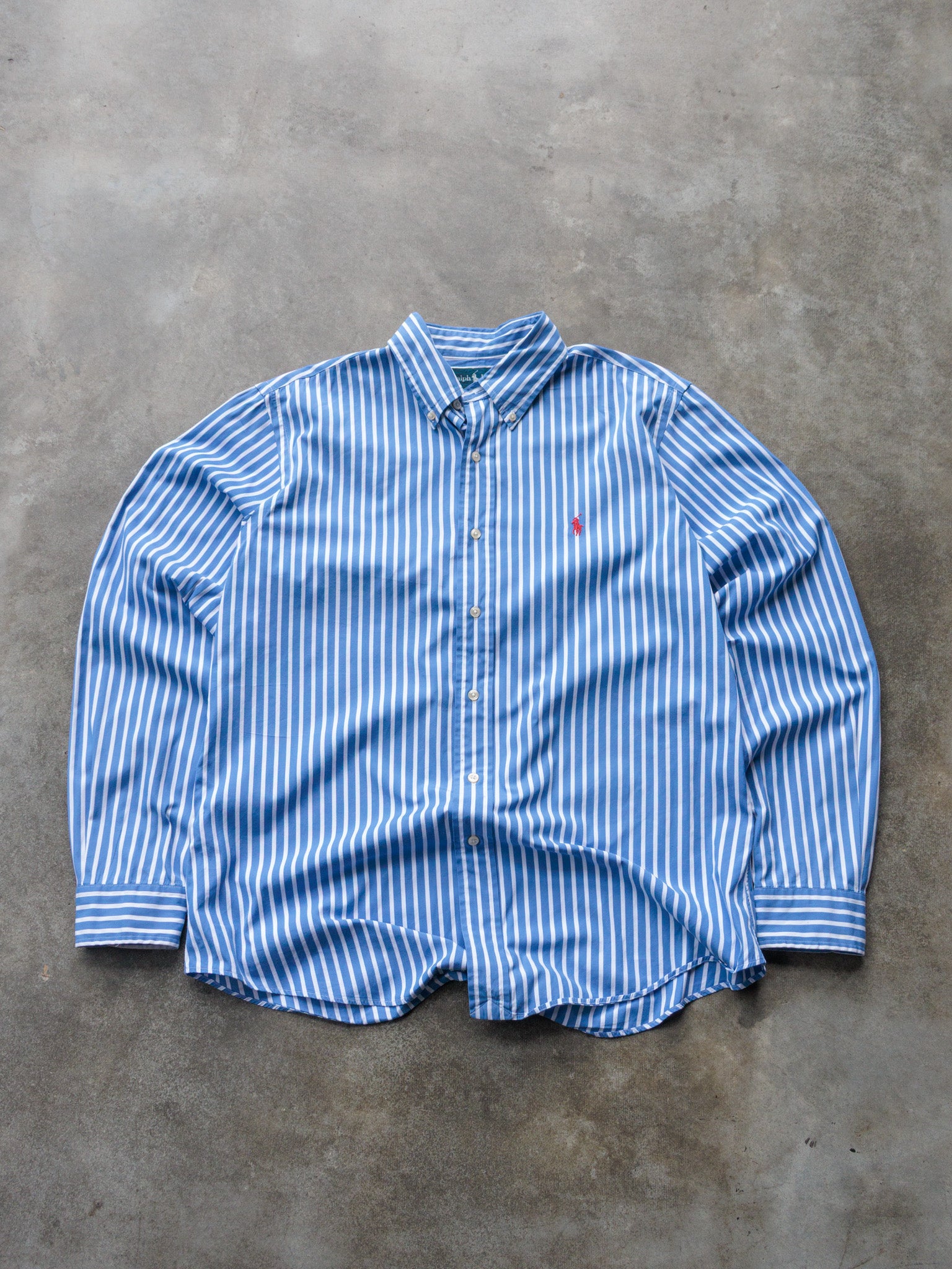 Vintage Blue & White Striped Ralph Lauren Shirt (L)