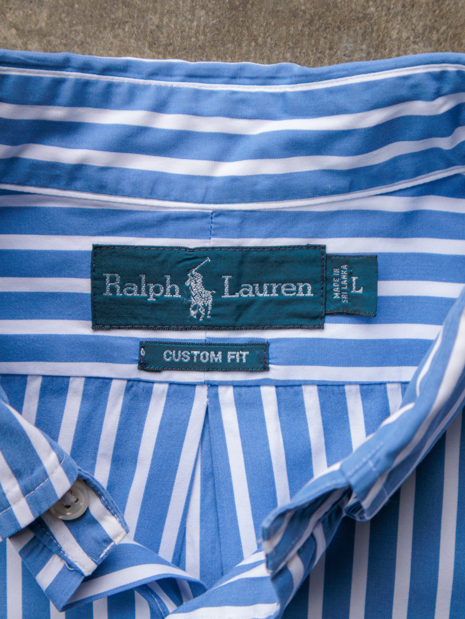 Vintage Blue & White Striped Ralph Lauren Shirt (L)