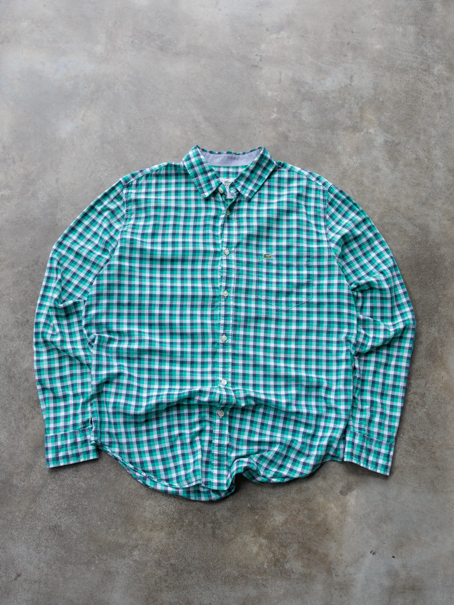 Vintage Green & Navy Check Lacoste Shirt (L)