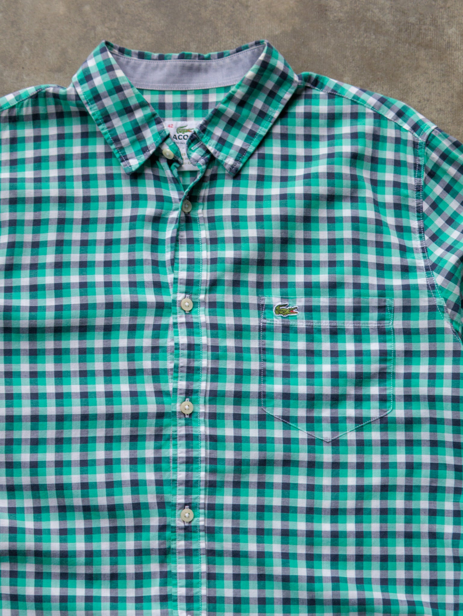 Vintage Green & Navy Check Lacoste Shirt (L)