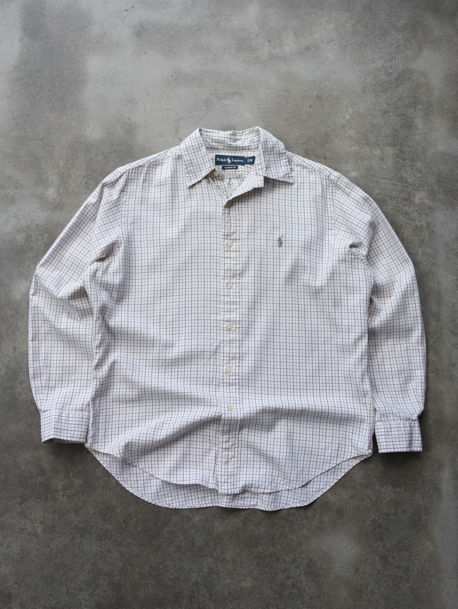 Vintage Beige Ralph Lauren Check Shirt (M)